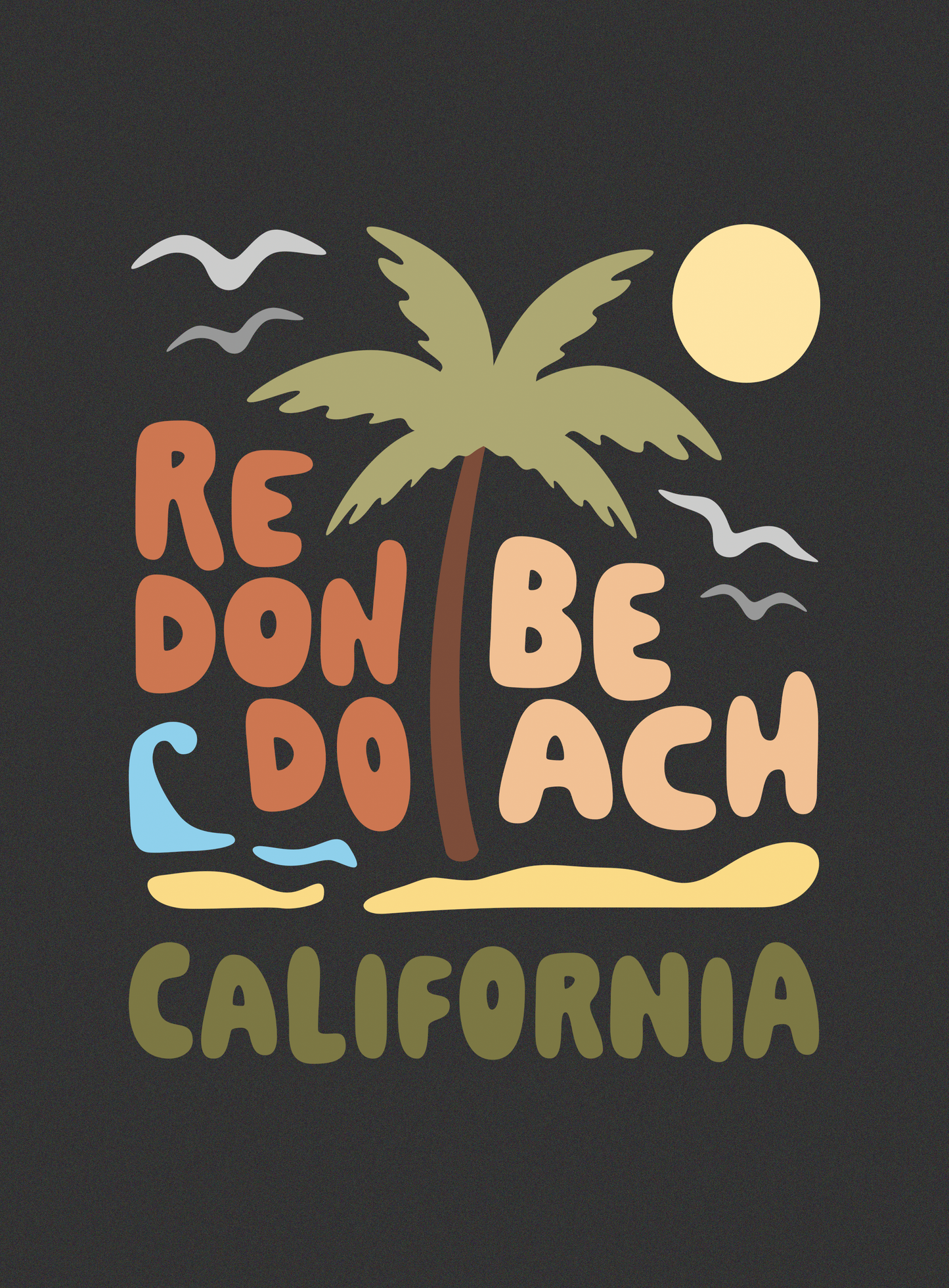 Unisex: Redondo Beach Palm Tee - Dark Grey Heather