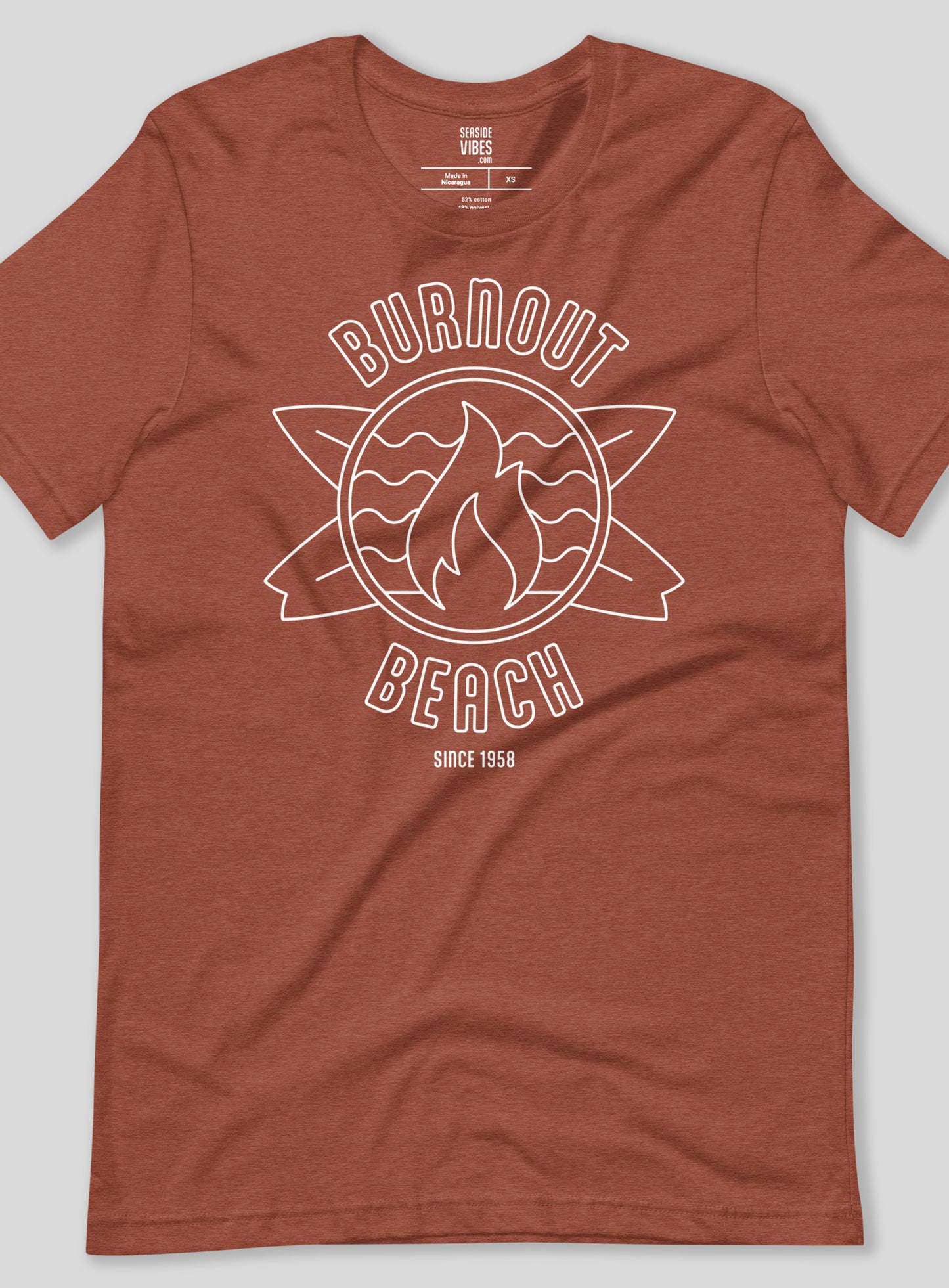 Unisex: Burnout Beach Tee - Heather Clay