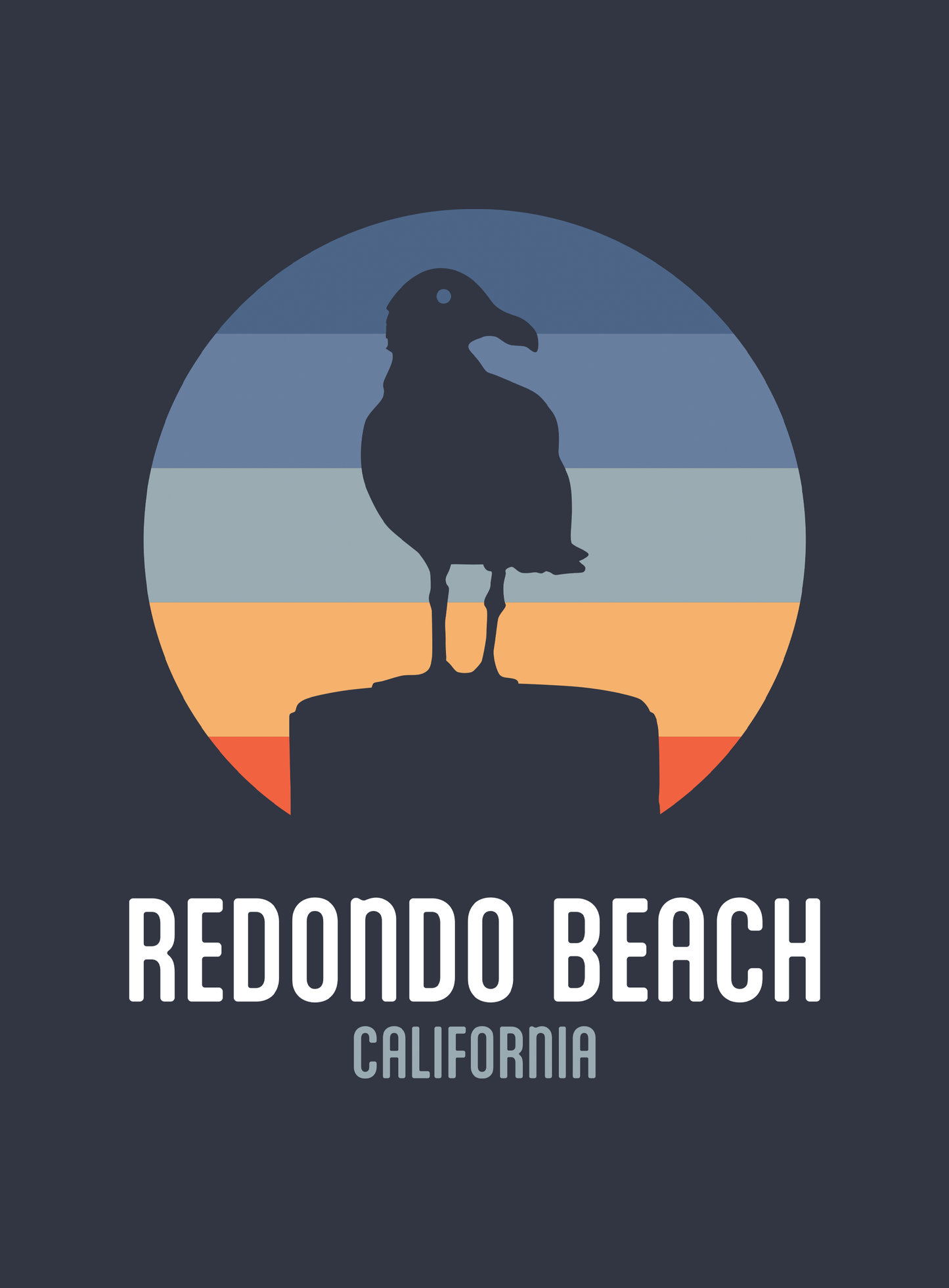 Unisex: Redondo Beach Seagull Tee - Heather Navy
