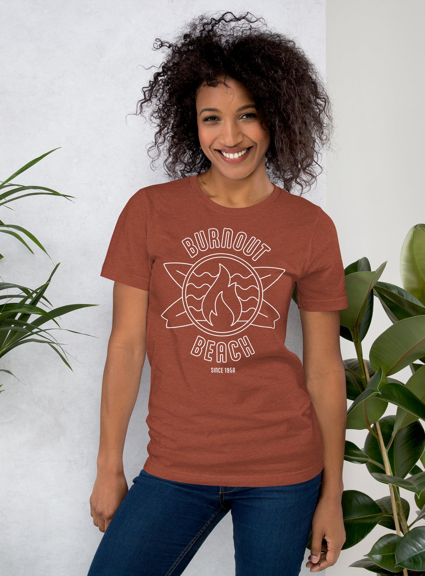 Unisex: Burnout Beach Tee - Heather Clay