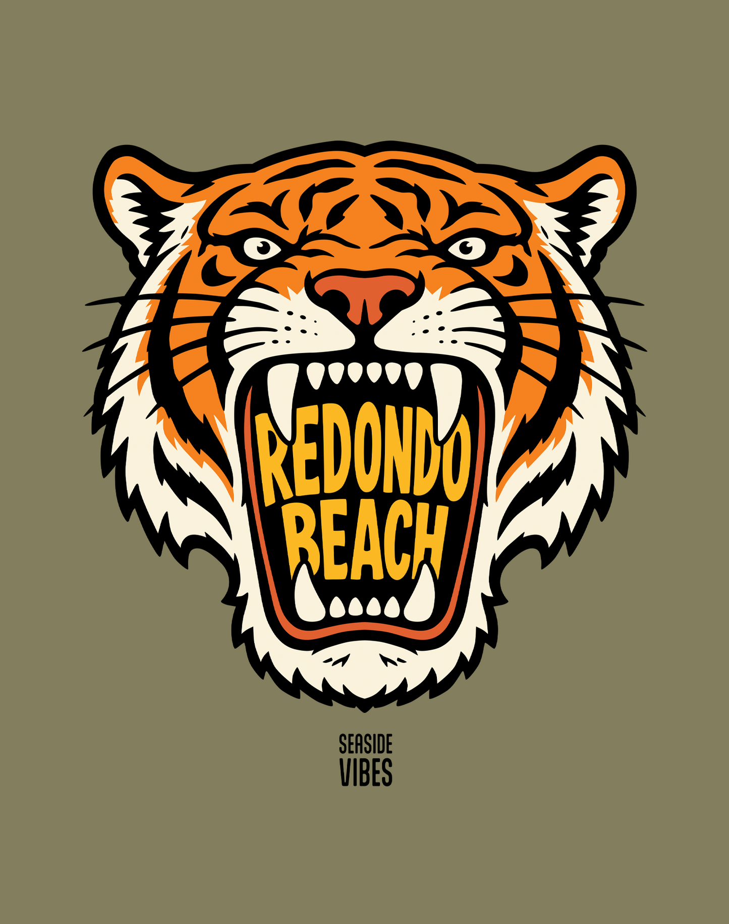 Redondo Beach AF Tiger Tee - Cotton Blend | Military Green