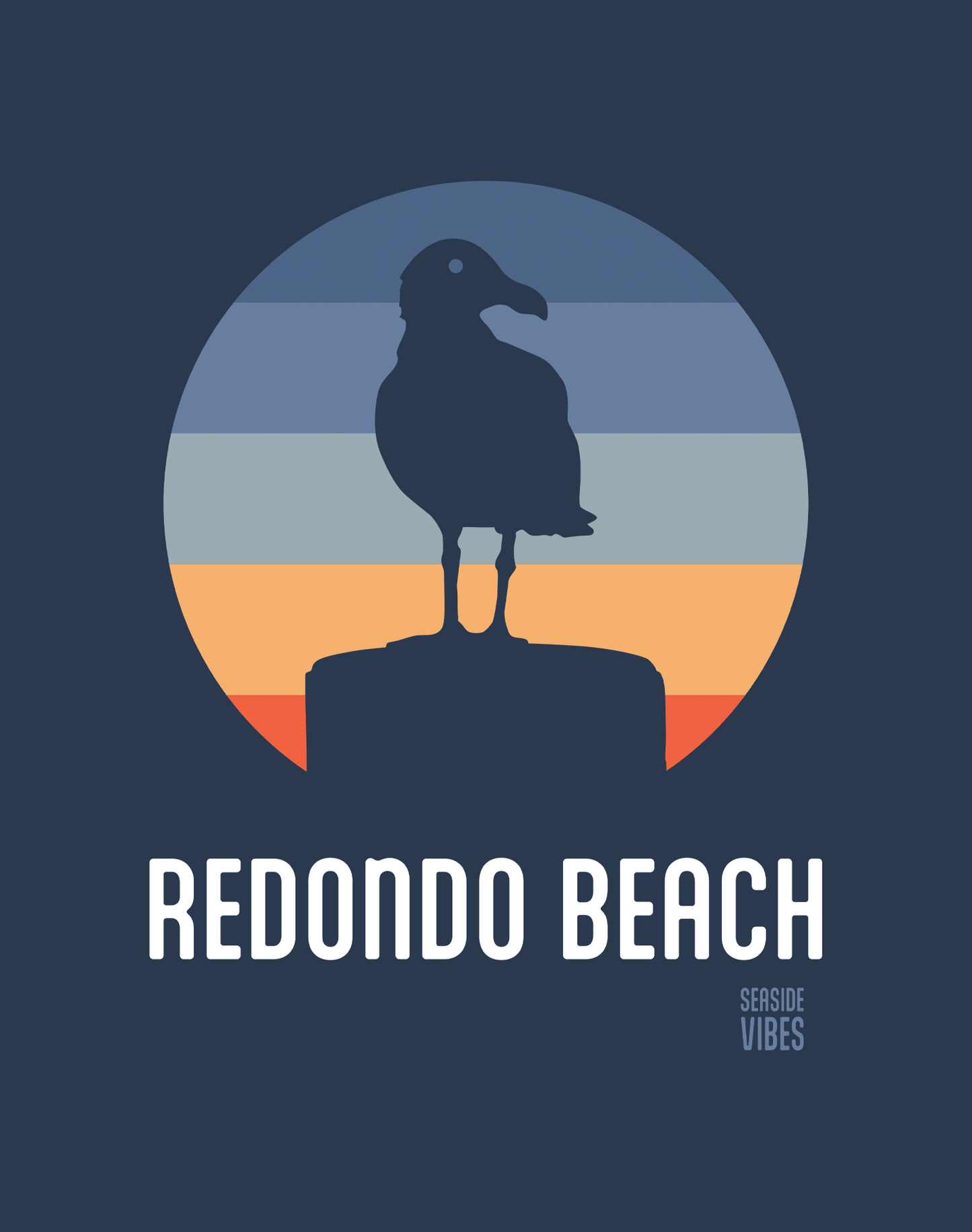 Redondo Beach Seagull Sunset Tee - Cotton Blend | Midnight Navy