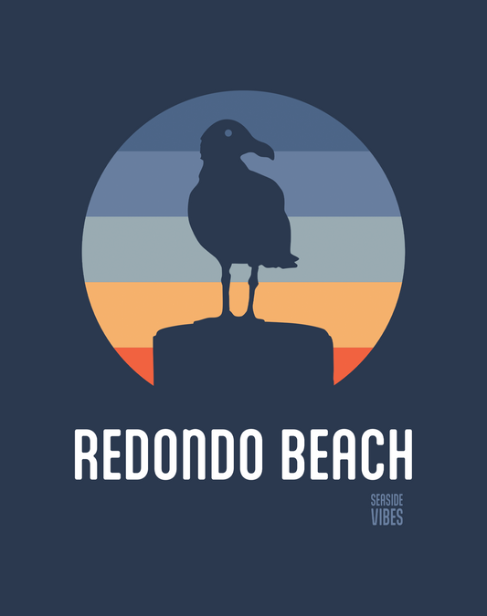 Redondo Beach Seagull Sunset Tee - Cotton Blend | Midnight Navy