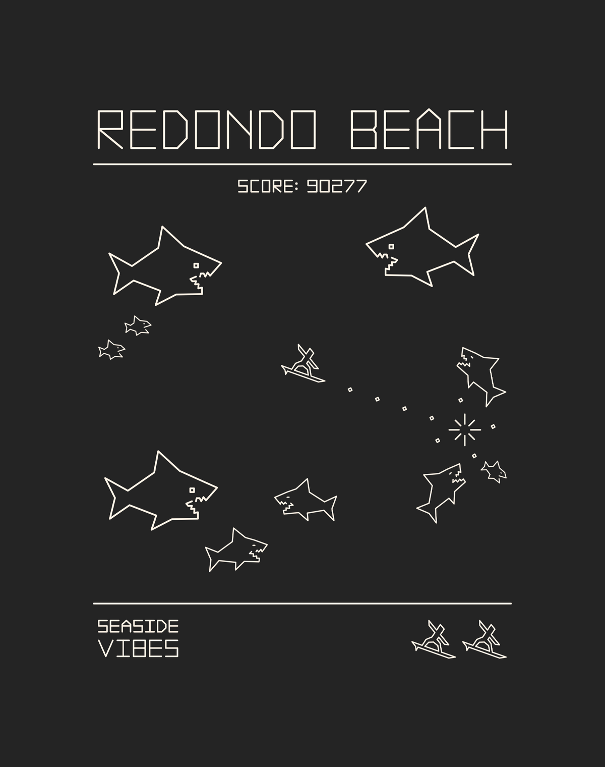 Redondo Beach 80s Video Game Tee - Cotton Blend | Charcoal