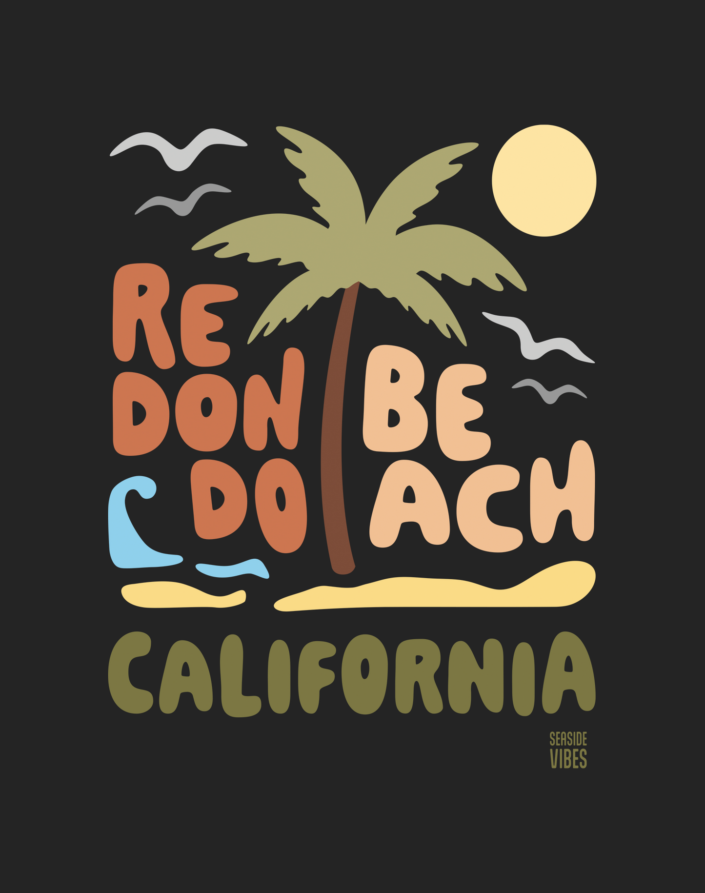 Redondo Beach Palm Tree Tee - Cotton Blend | Charcoal
