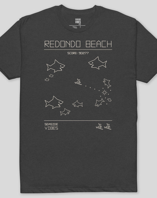 Redondo Beach 80s Surfing Video Game Tee - Cotton Blend | Charcoal