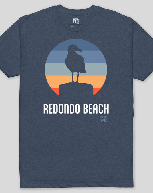 Redondo Beach Seagull Sunset Tee - Cotton Blend | Midnight Navy