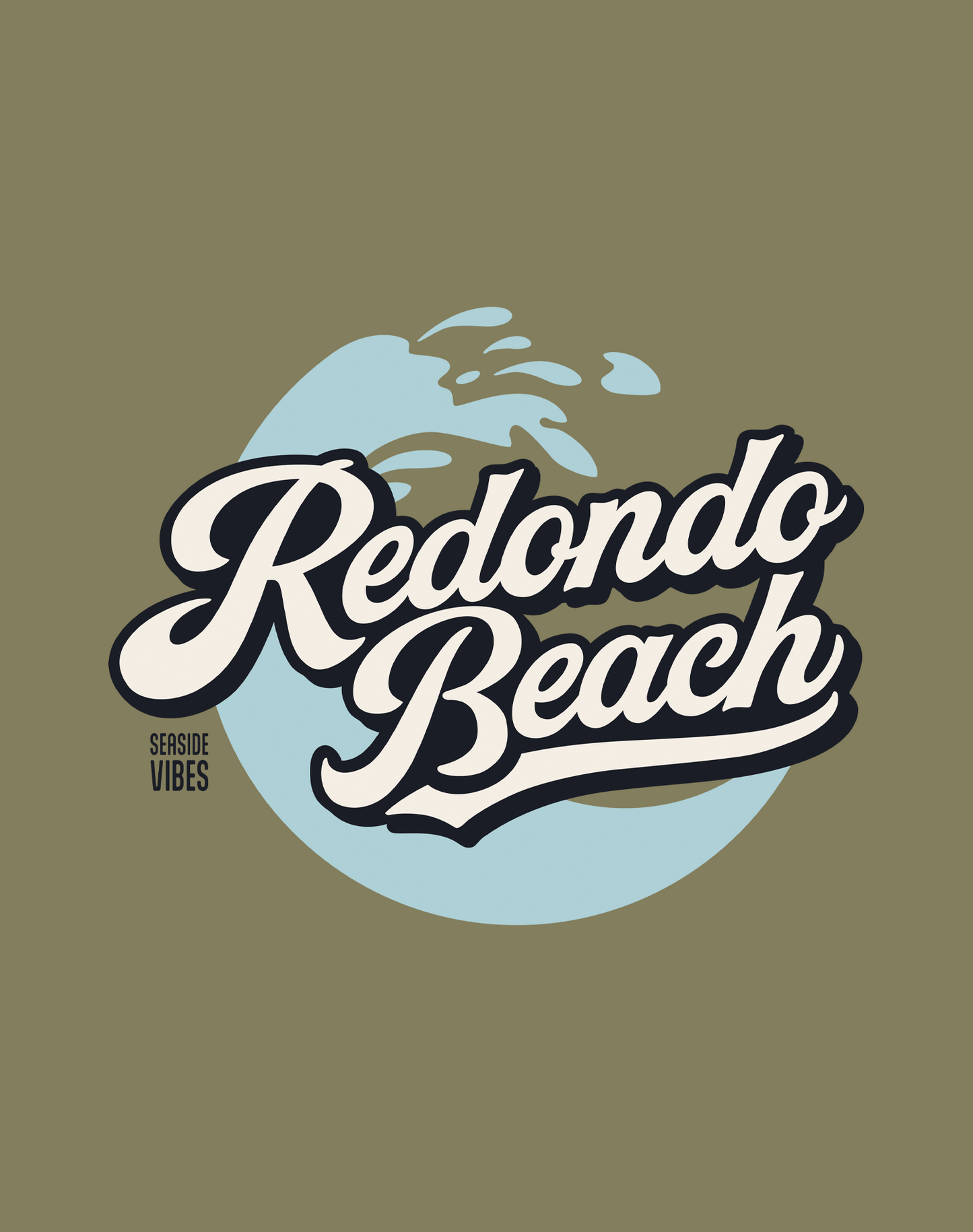 Redondo Beach Retro Wave Tee - Cotton Blend | Military Green