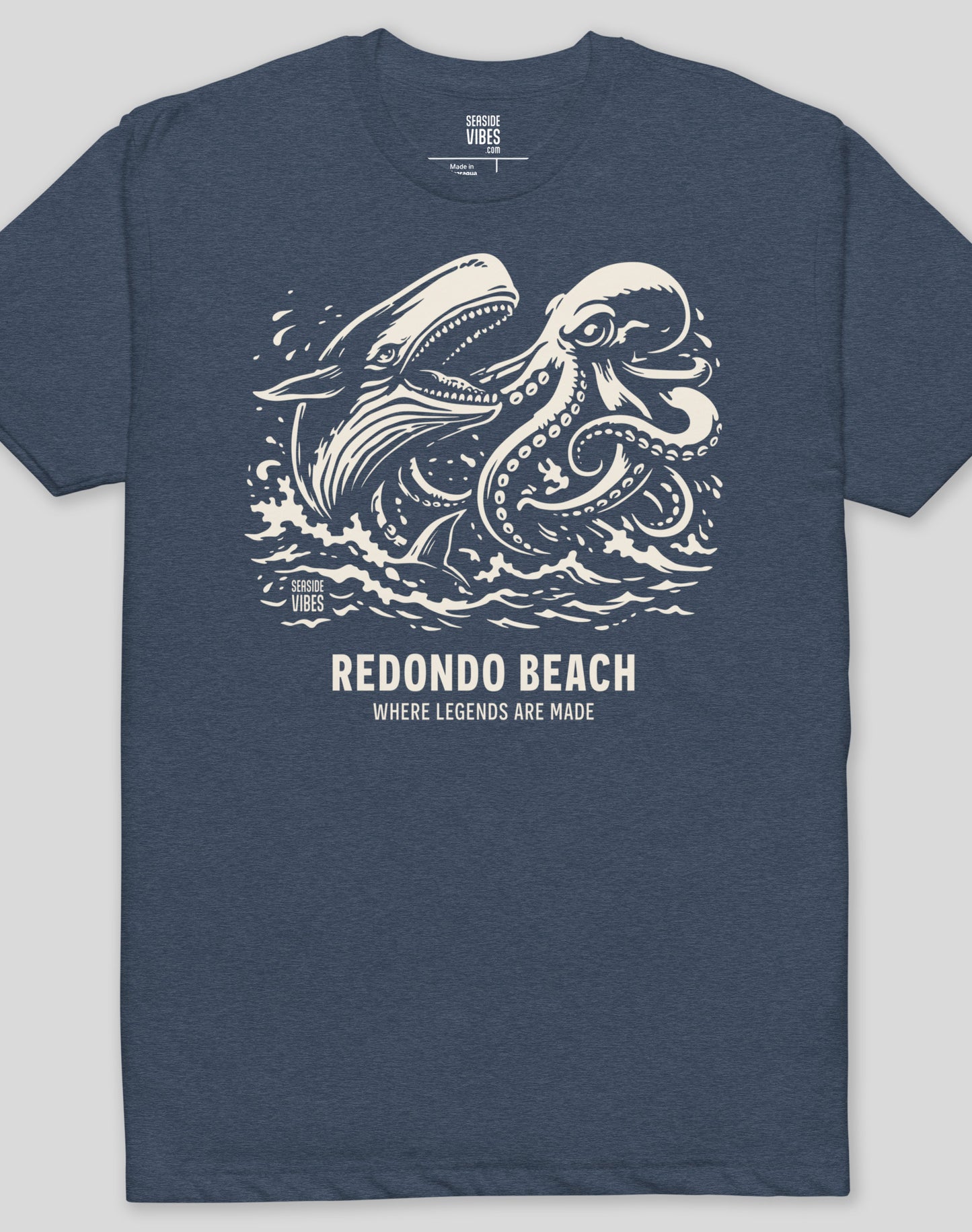 Redondo Beach Octopus vs Whale Legends Tee - Cotton Blend | Midnight Navy