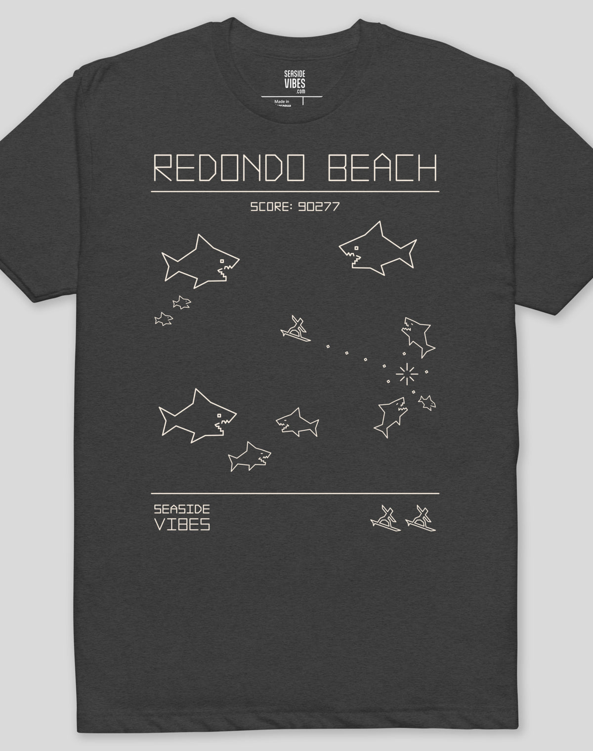 Redondo Beach 80s Video Game Tee - Cotton Blend | Charcoal