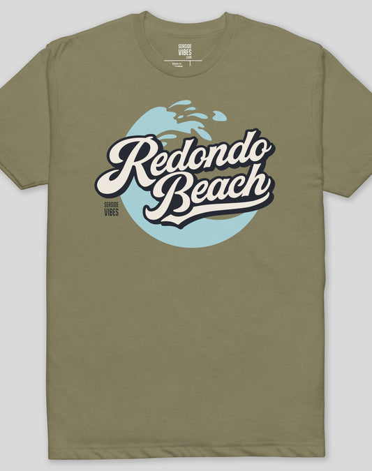 Redondo Beach Retro Wave Tee - Cotton Blend | Military Green