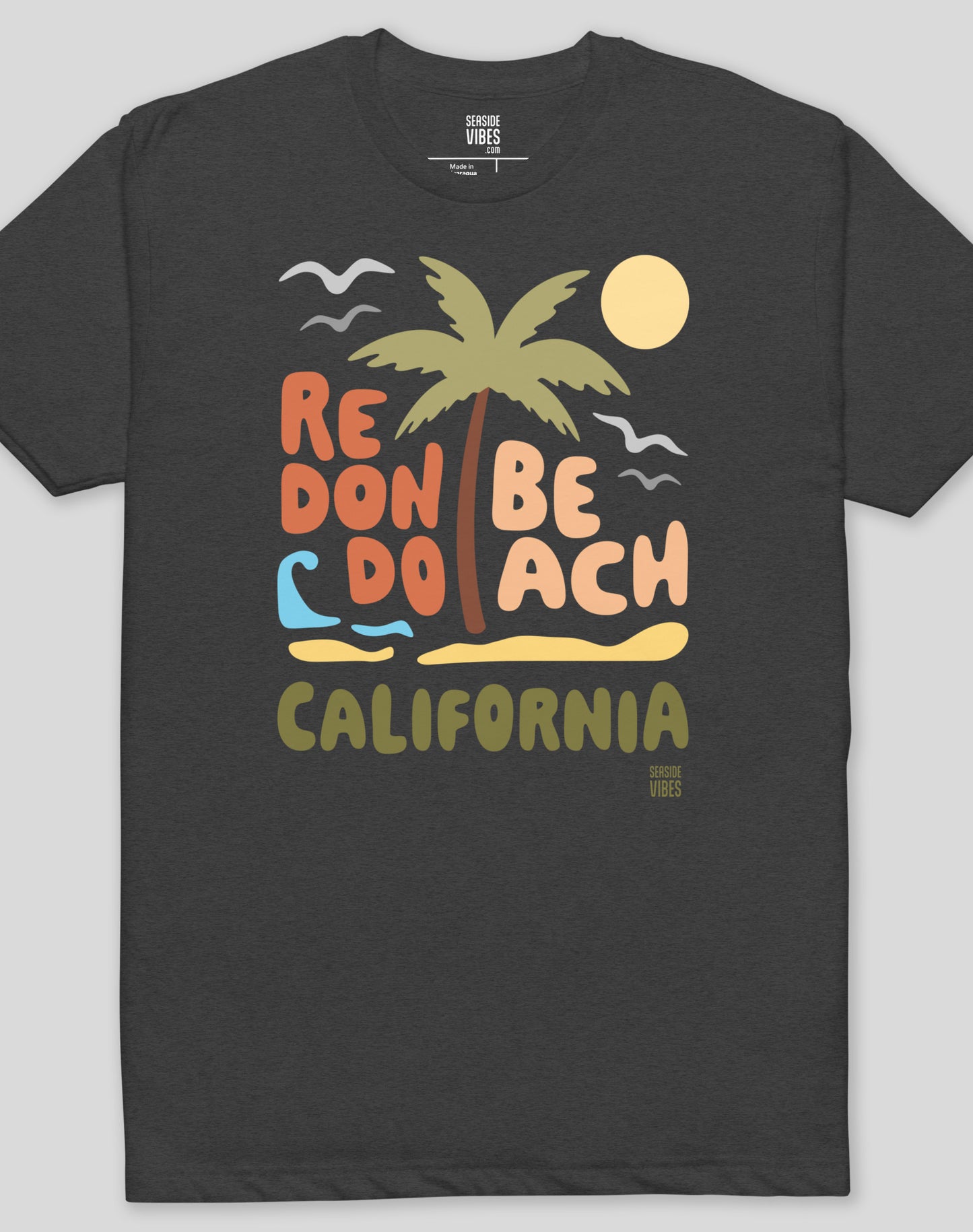 Redondo Beach Palm Tree Tee - Cotton Blend | Charcoal