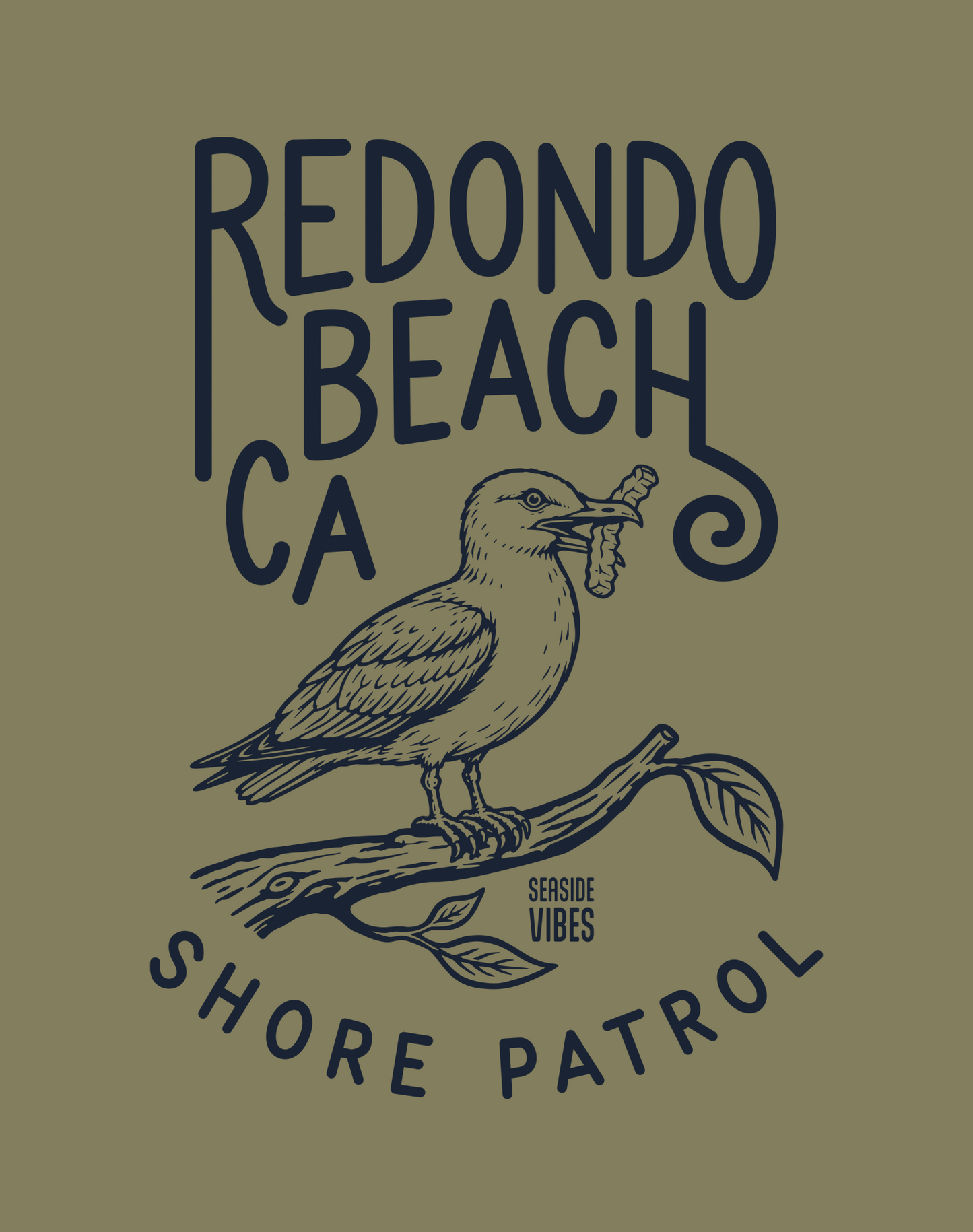 Redondo Beach Shore Patrol Seagull Tee - Cotton Blend | Military Green