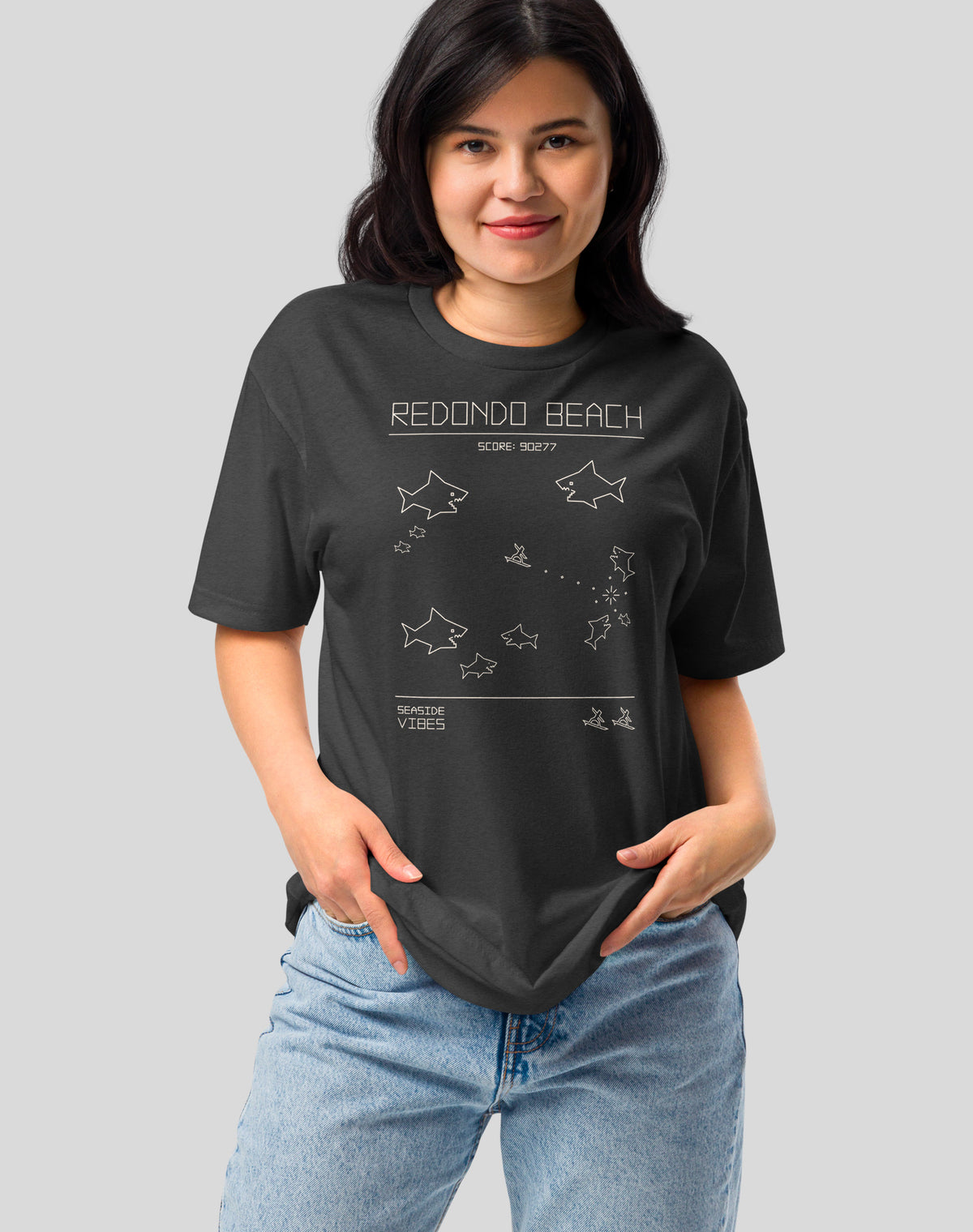 Redondo Beach 80s Video Game Tee - Cotton Blend | Charcoal