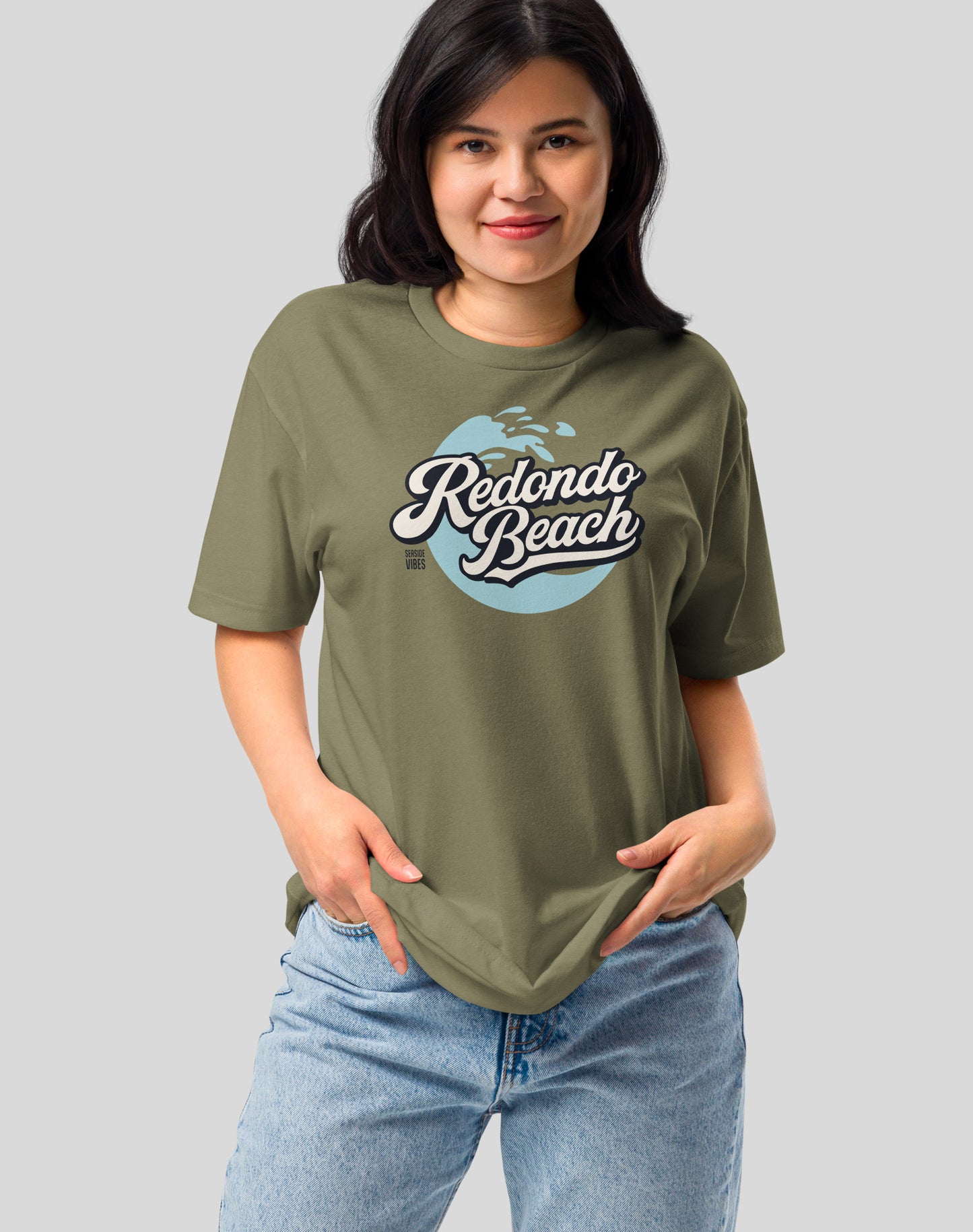 Redondo Beach Retro Wave Tee - Cotton Blend | Military Green
