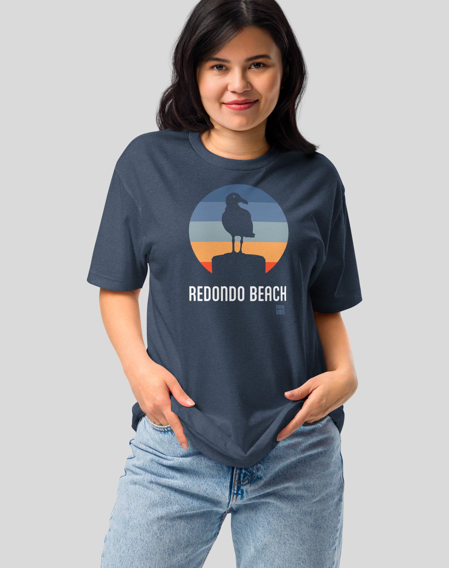 Redondo Beach Seagull Sunset Tee - Cotton Blend | Midnight Navy