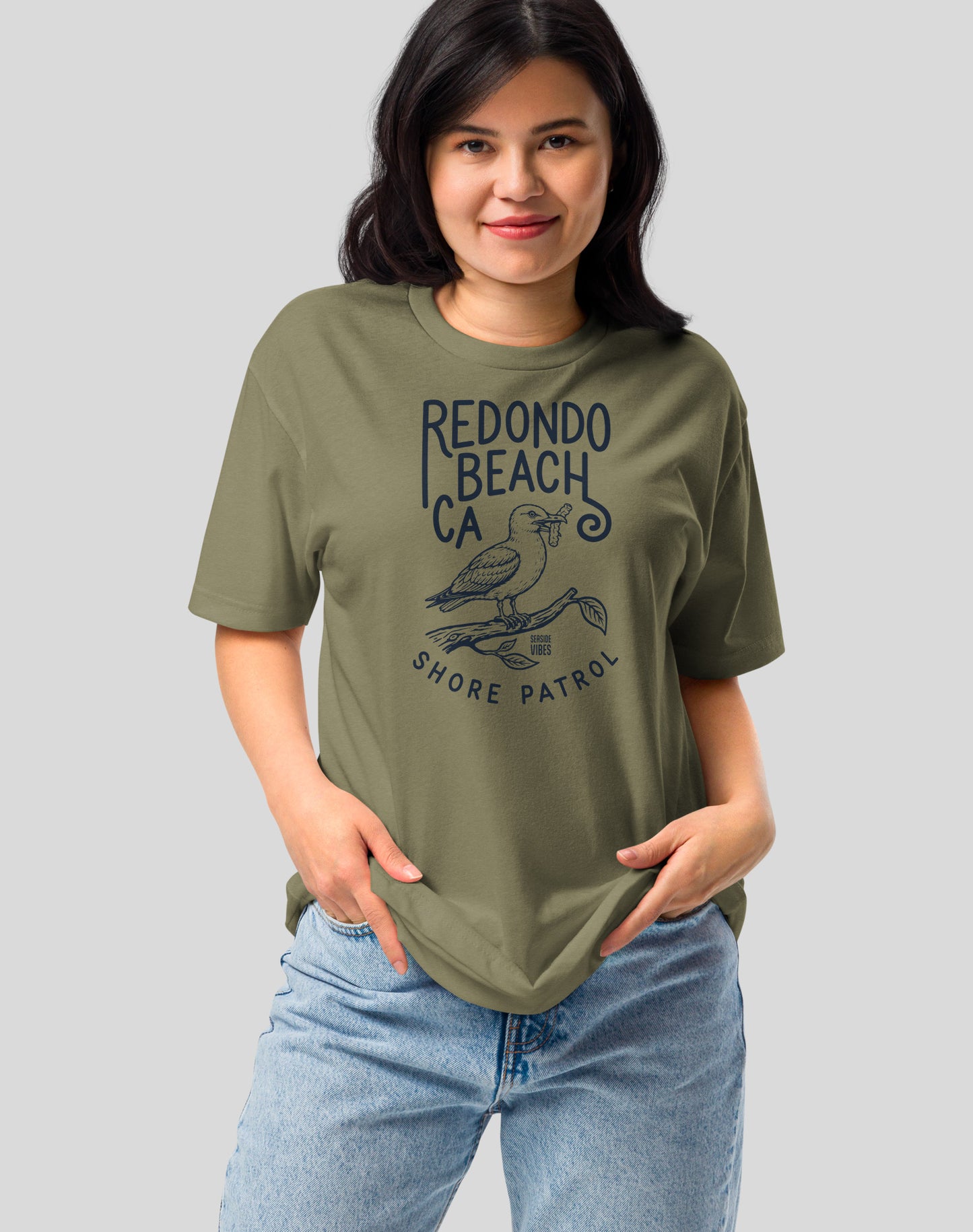 Redondo Beach Shore Patrol Seagull Tee - Cotton Blend | Military Green
