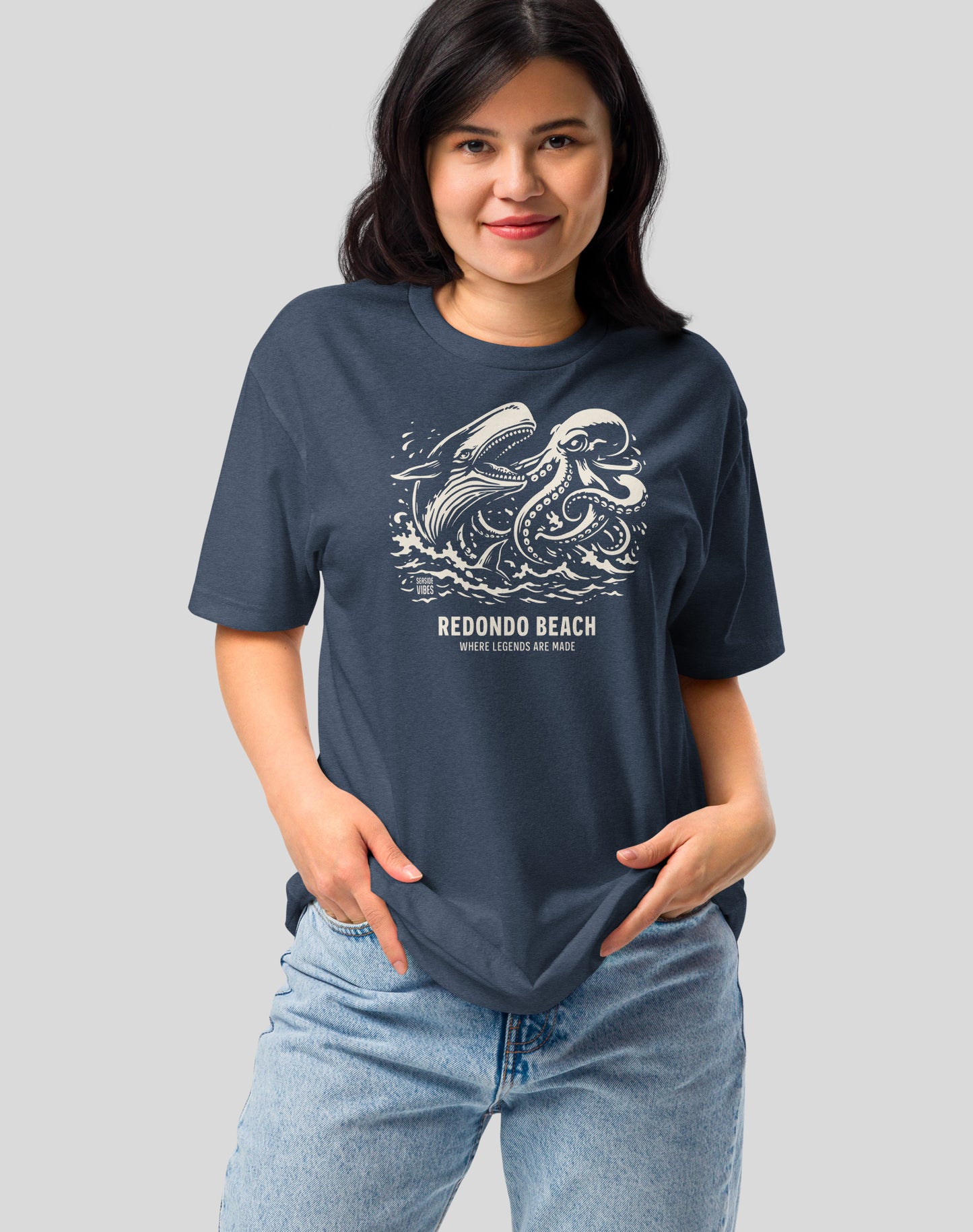 Redondo Beach Octopus vs Whale Legends Tee - Cotton Blend | Midnight Navy
