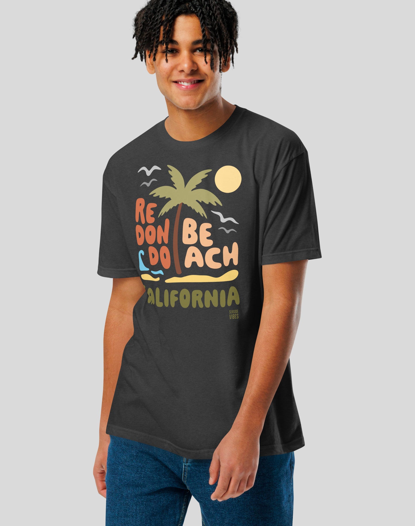 Redondo Beach Palm Tree Tee - Cotton Blend | Charcoal