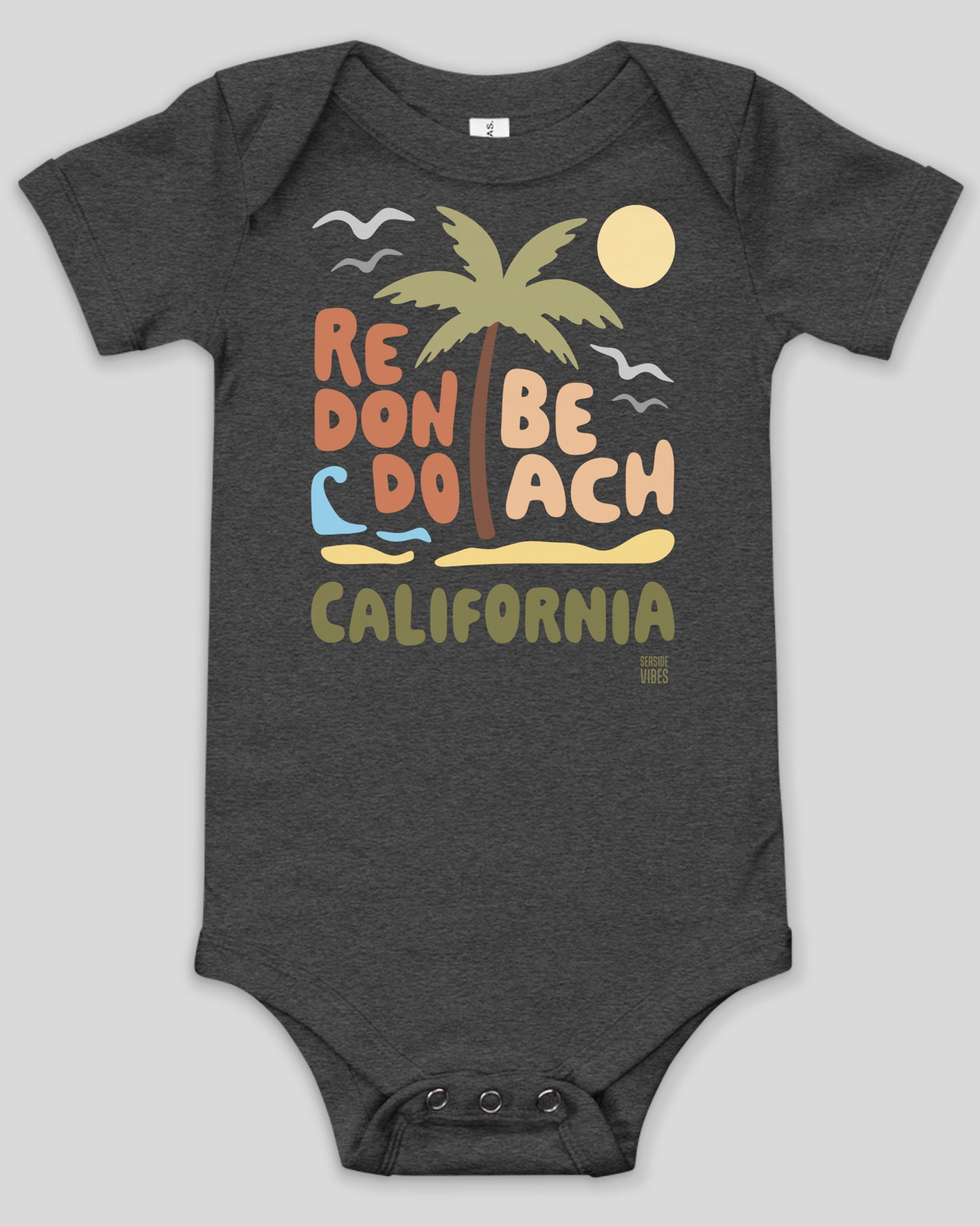 Redondo Beach Palm Onesie | Dark Grey Heather
