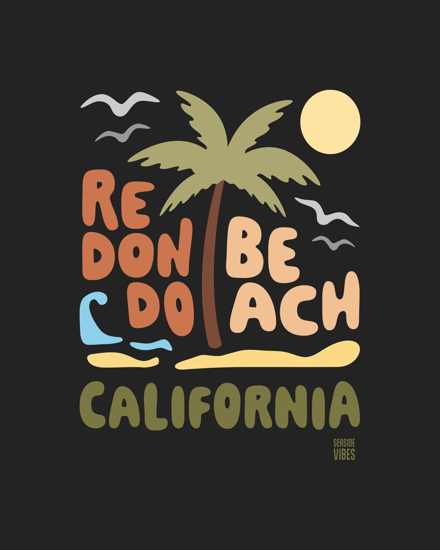 Redondo Beach Palm Onesie | Dark Grey Heather