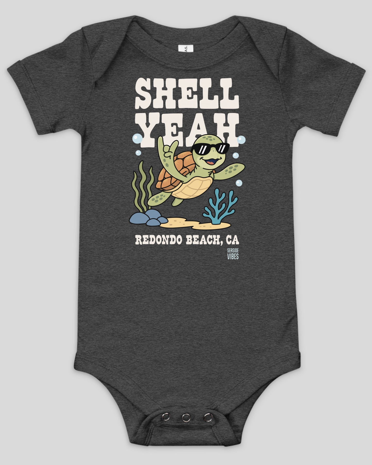 Shell Yeah Redondo Beach Onesie | Dark Grey Heather