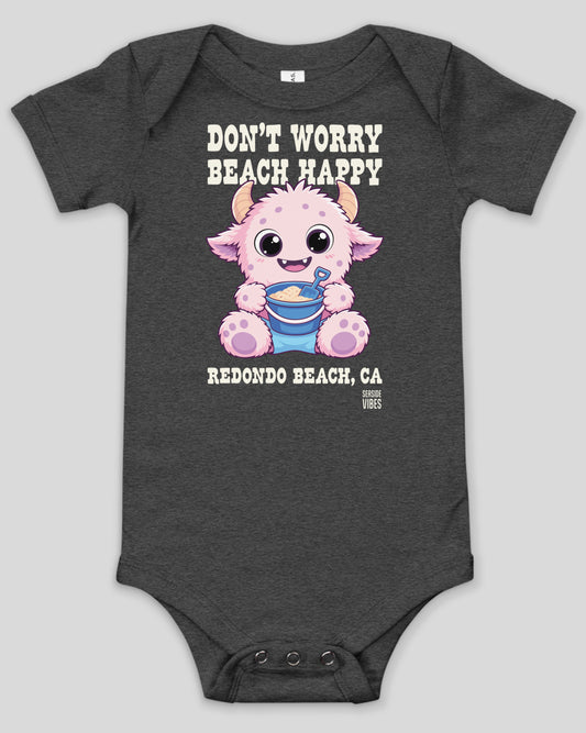 Don't Worry, Beach Happy Redondo Beach Onesie | Dark Grey Heather
