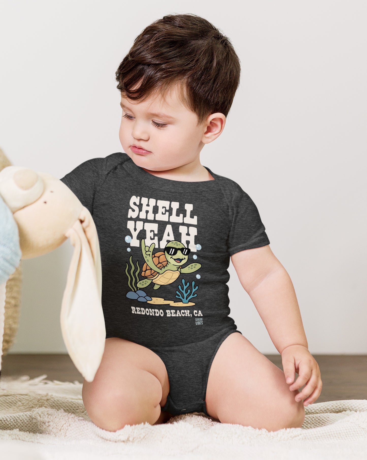 Shell Yeah Redondo Beach Onesie | Dark Grey Heather