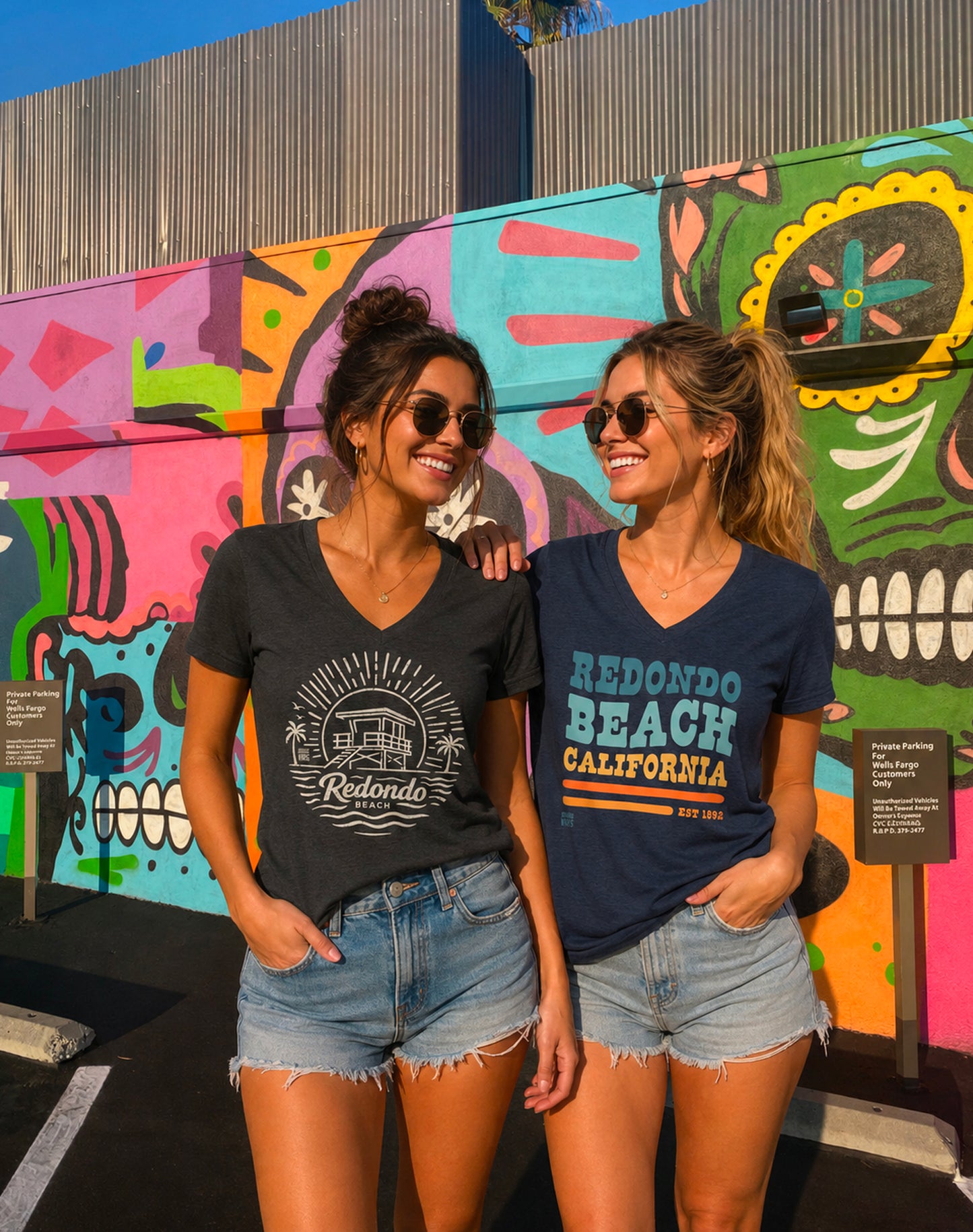 V-Neck: Redondo Beach Sunrise Session Tee | Dark Grey Heather