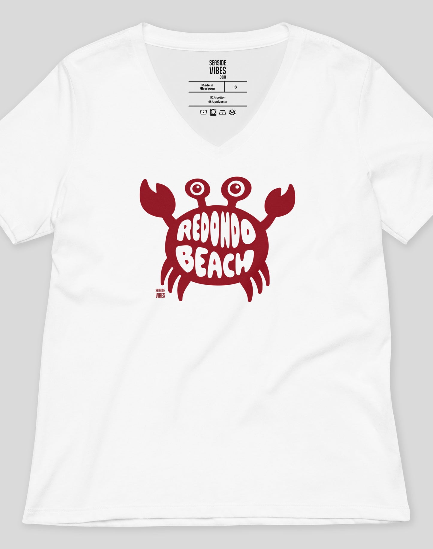 V-Neck: Redondo Beach Crab Tee | White