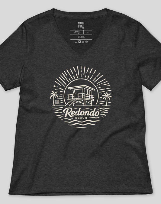 V-Neck: Redondo Beach Sunrise Session Tee | Dark Grey Heather