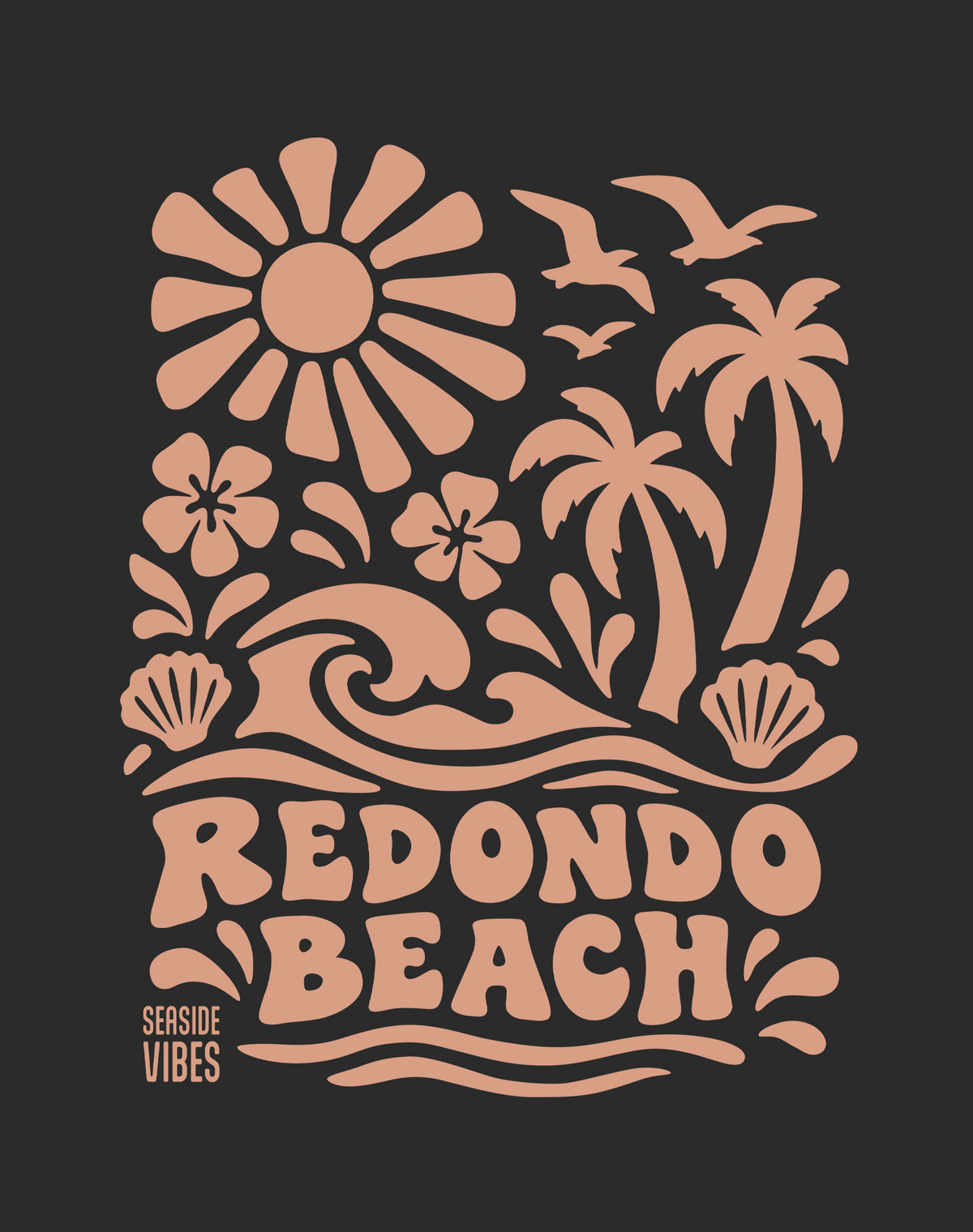 V-Neck: Redondo Beach Life Tee | Dark Grey Heather