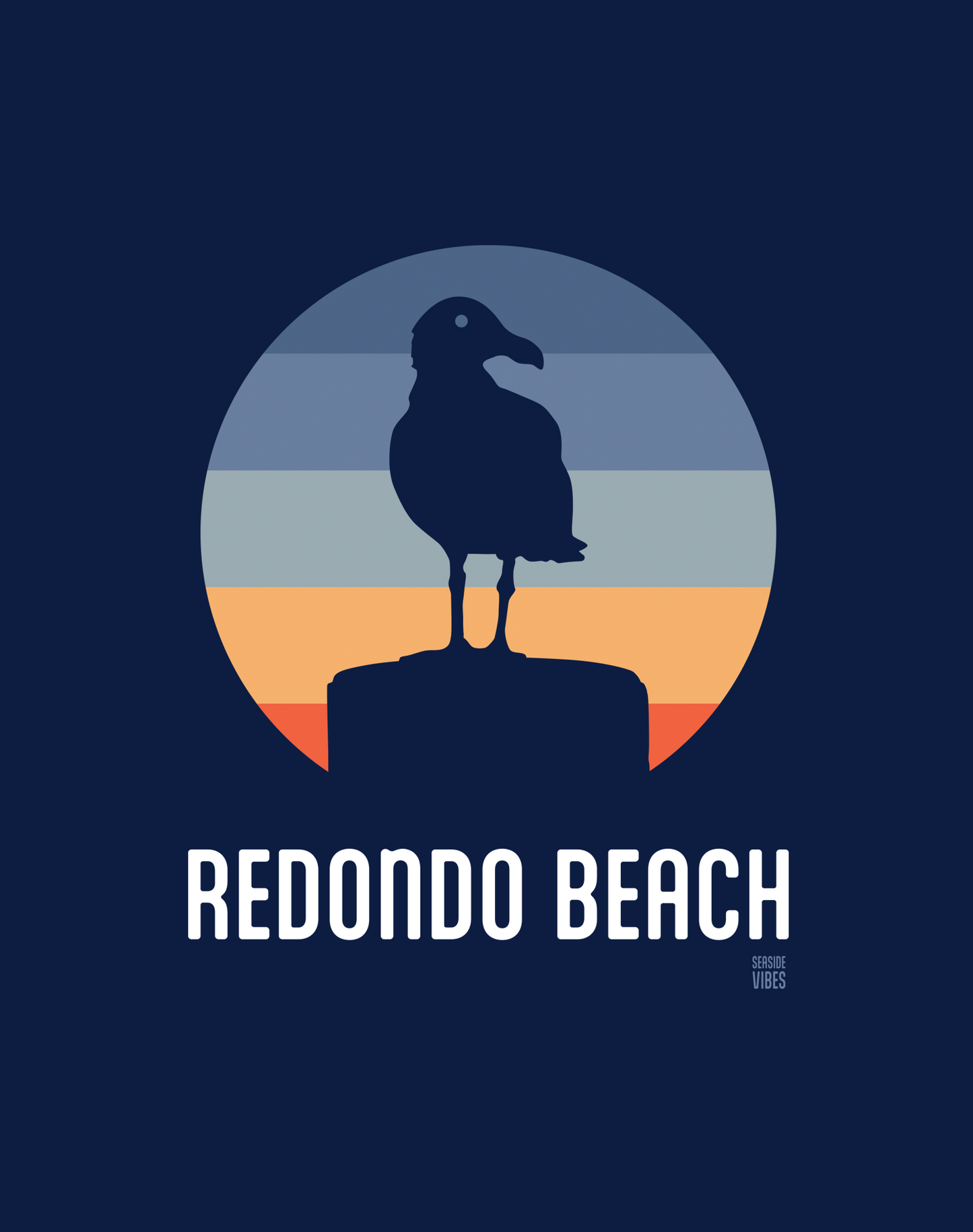 V-Neck: Redondo Beach Seagull Tee | Heather Navy