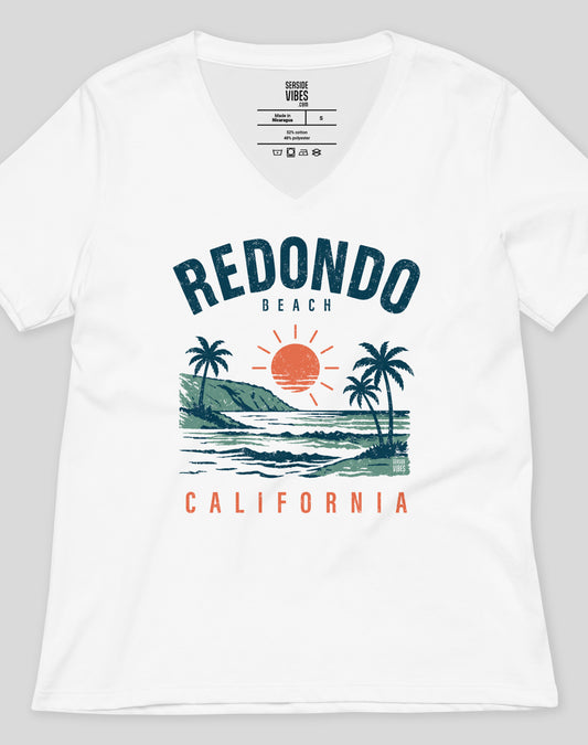 V-Neck: Redondo Beach Vintage Surf Tee | White