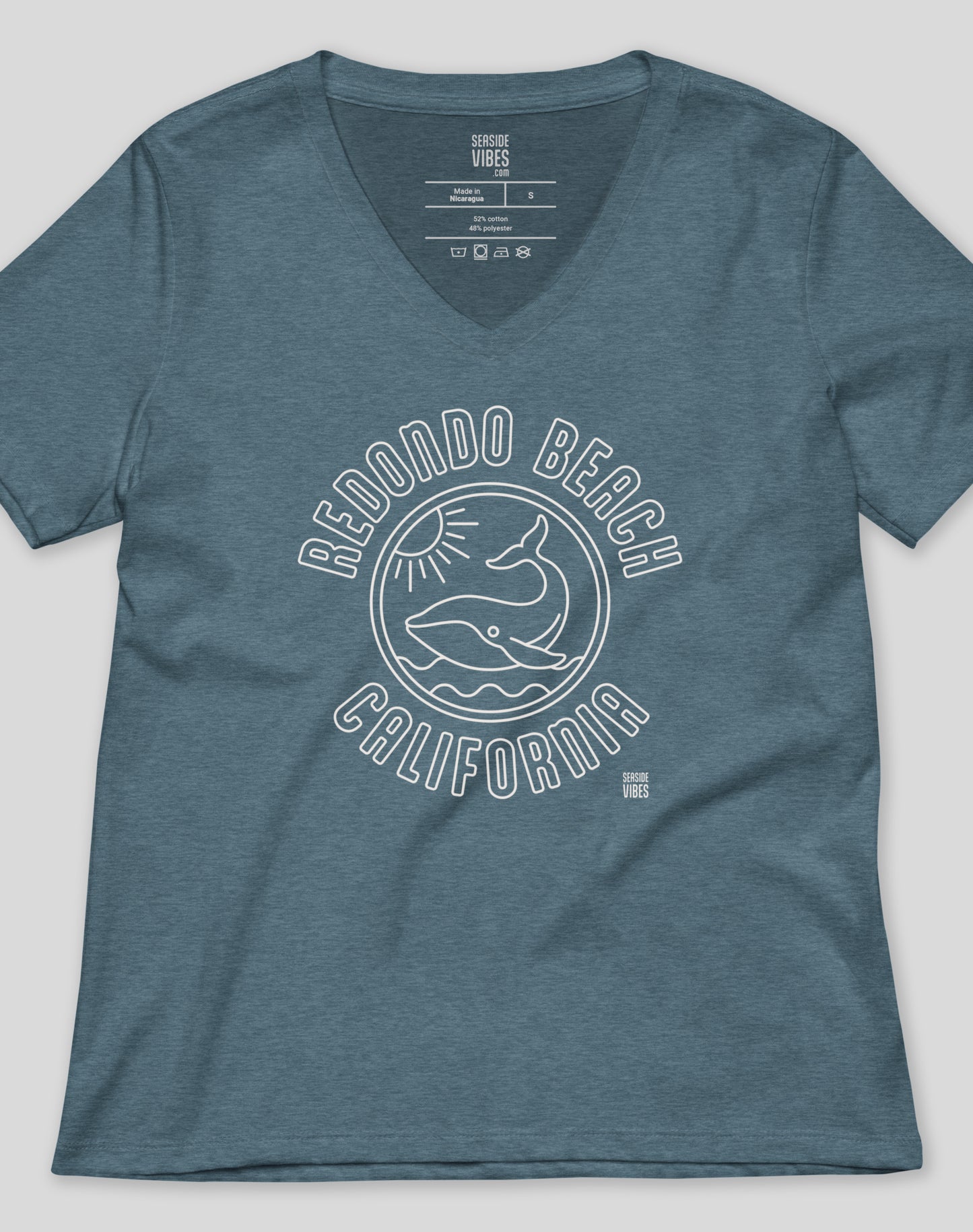 V-Neck: Redondo Beach Whale Tee | Heather Slate
