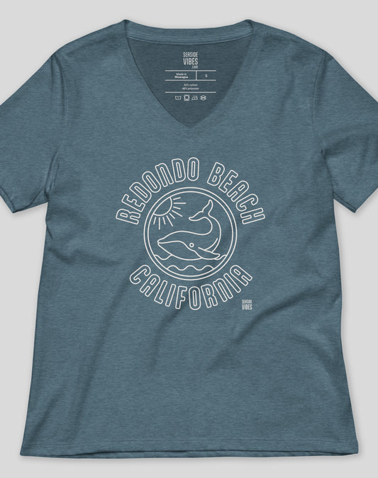 V-Neck: Redondo Beach Whale Tee | Heather Slate