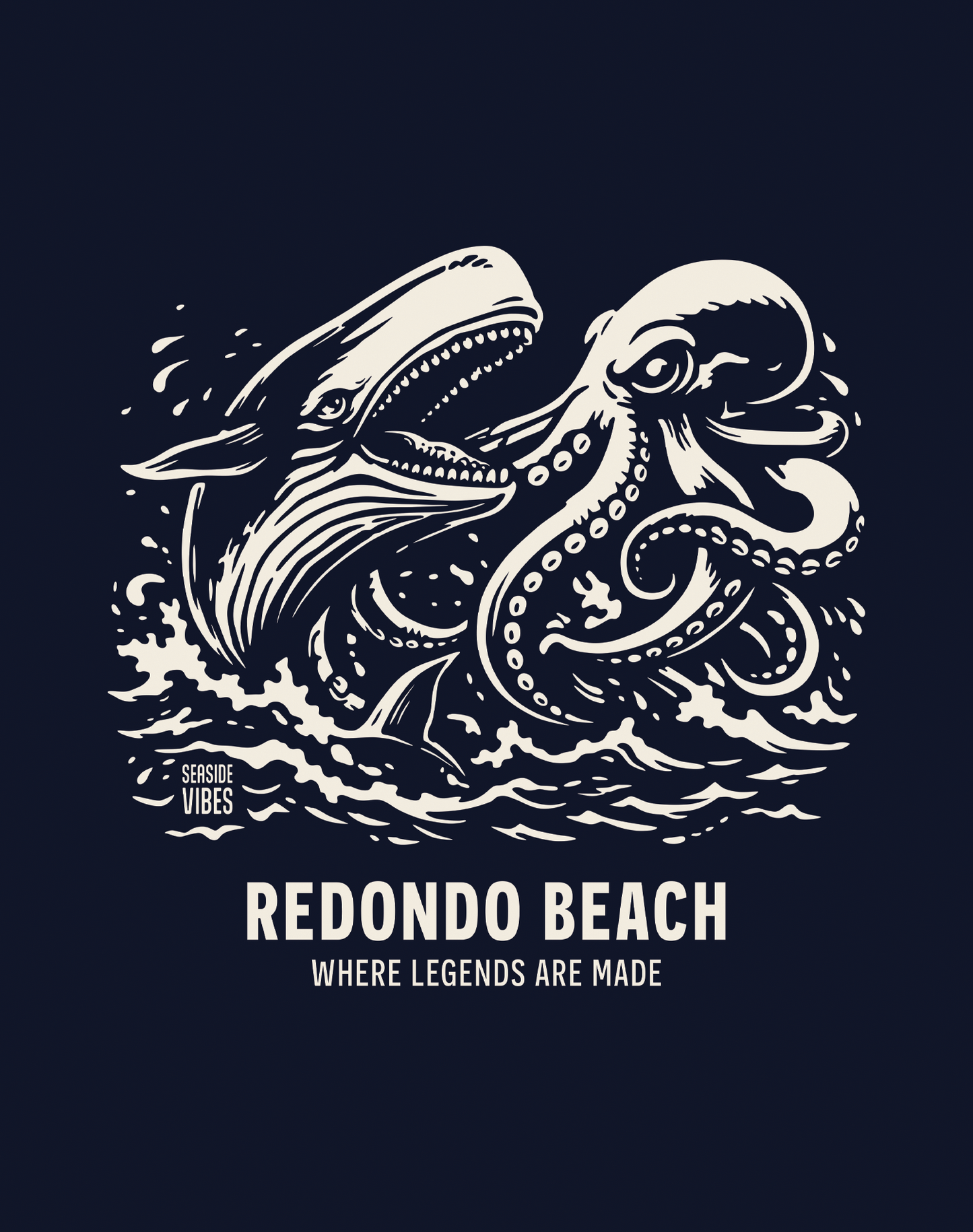 Youth: Redondo Beach Octopus vs Whale Legends Tee | Navy