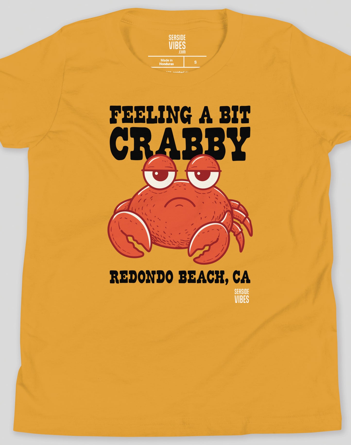 Youth: Feeling a Bit Crabby Redondo Beach Tee | Mustard
