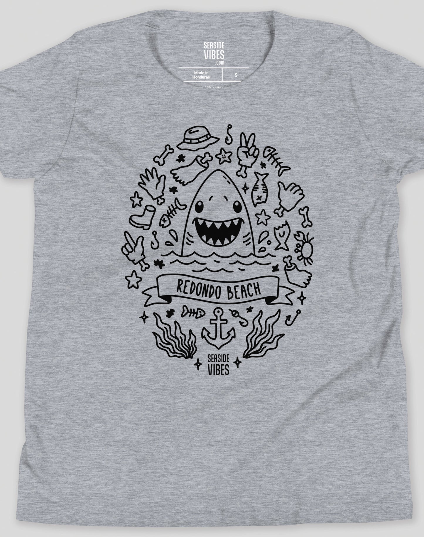 Youth: Redondo Beach Shark Attack! Tee | Athletic Heather