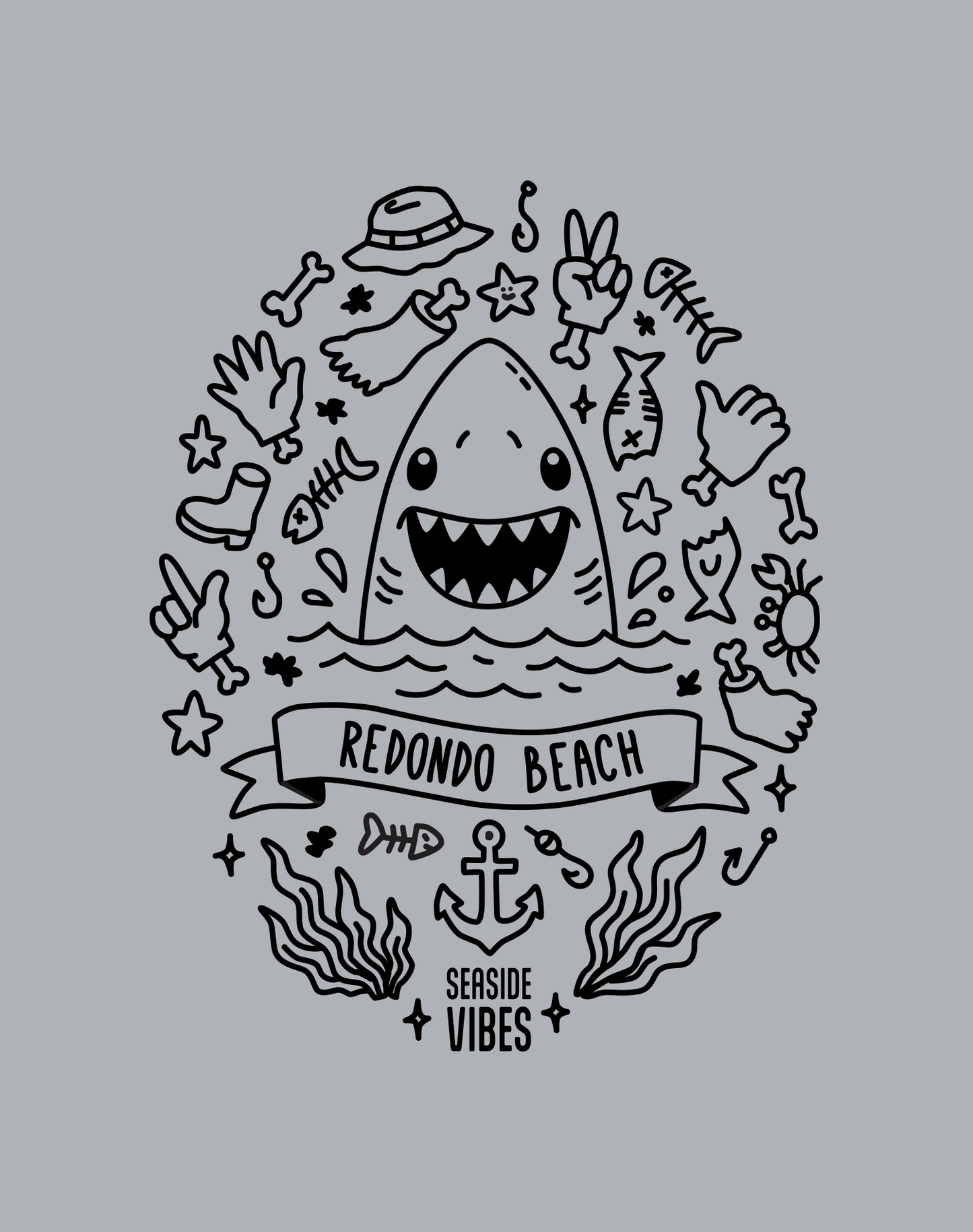 Youth: Redondo Beach Shark Attack! Tee | Athletic Heather