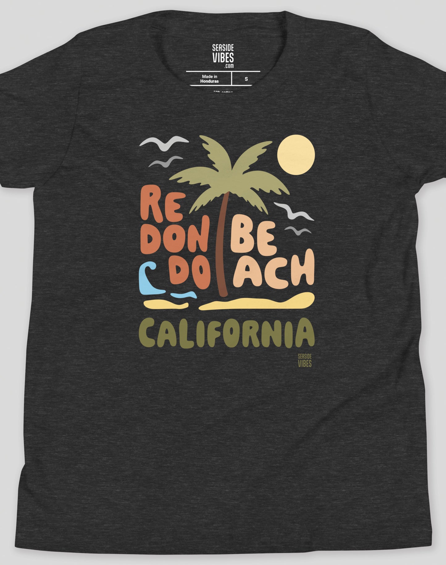 Youth: Redondo Beach Palm Tree Tee | Dark Grey Heather