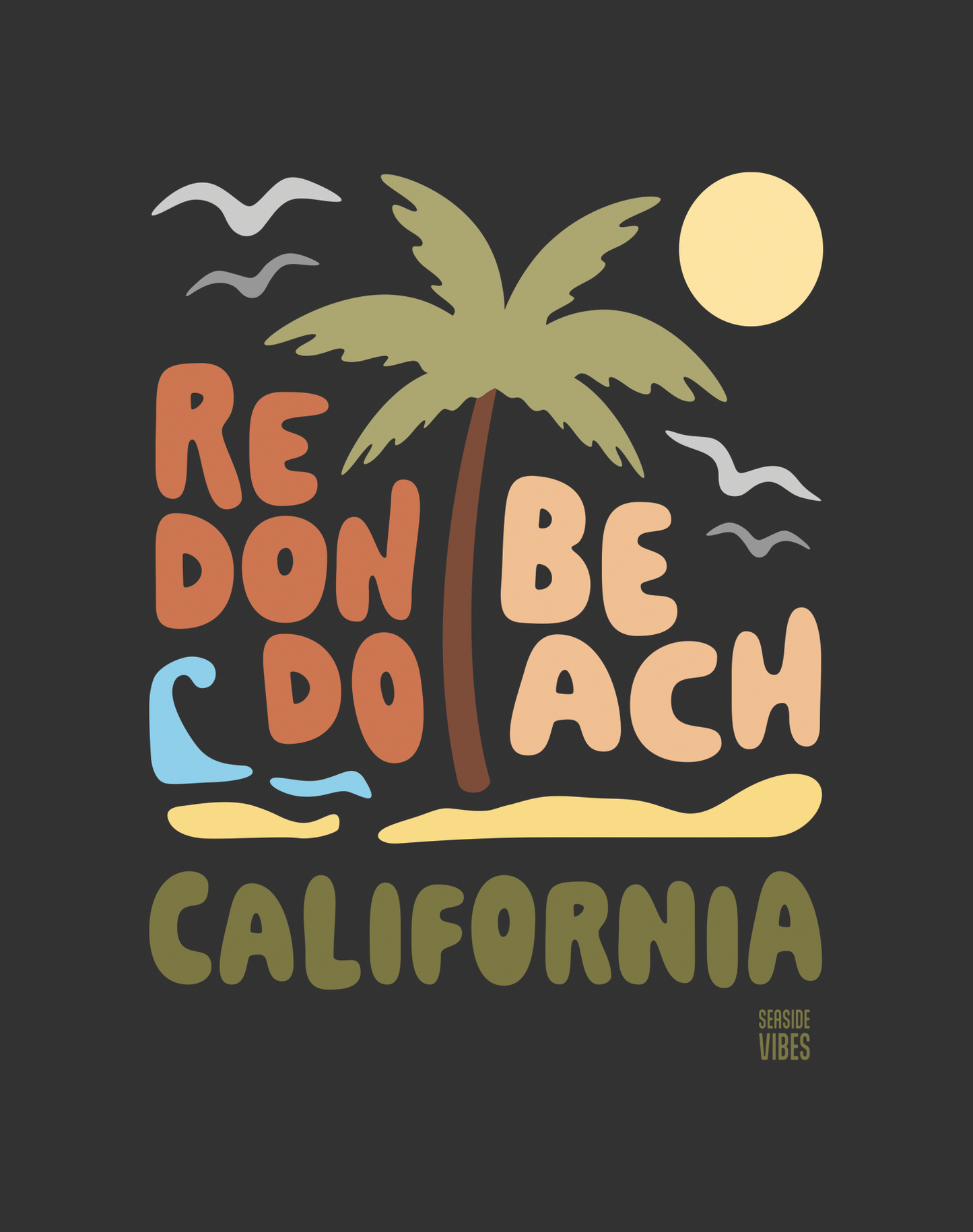 Youth: Redondo Beach Palm Tree Tee | Dark Grey Heather