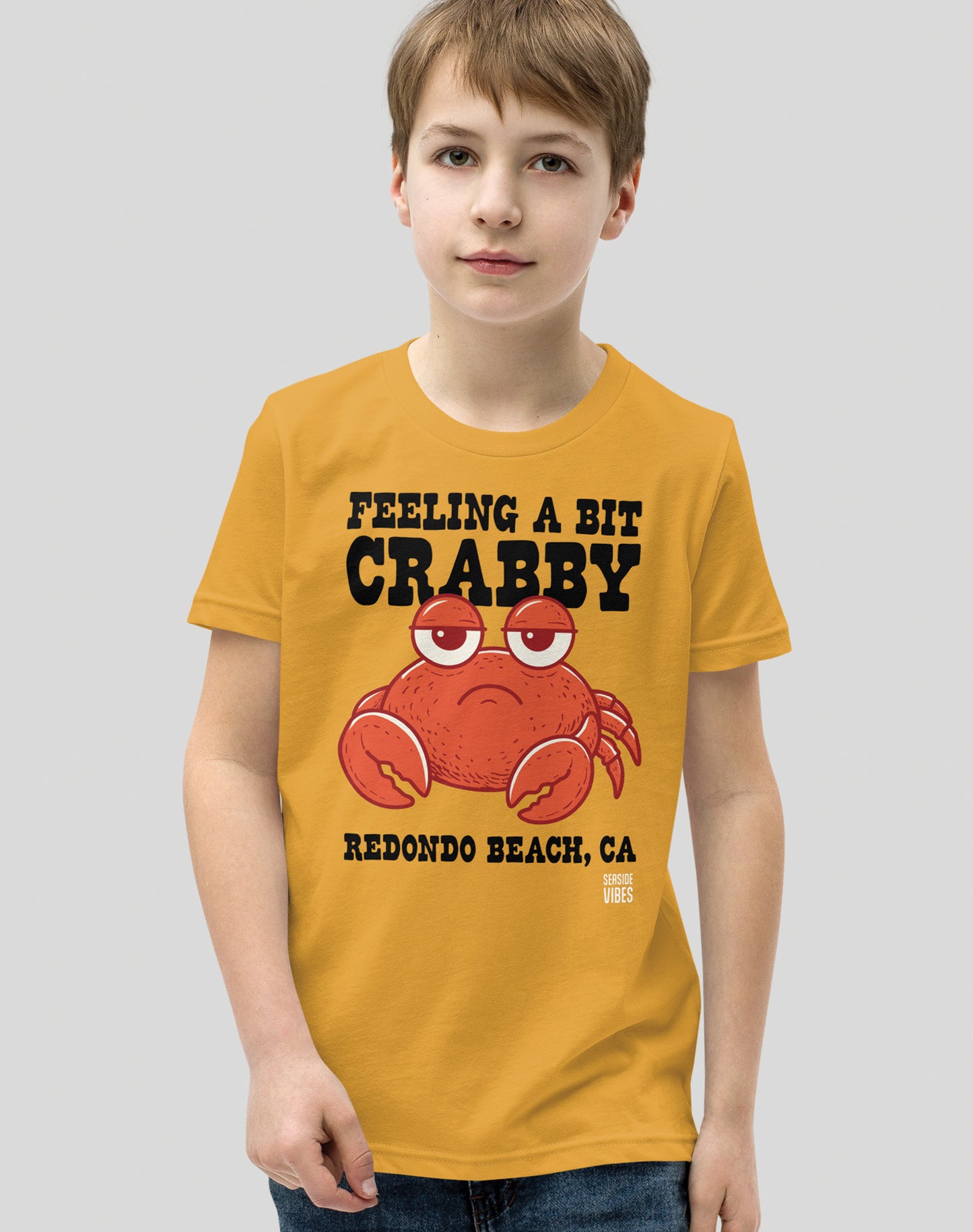 Youth: Feeling a Bit Crabby Redondo Beach Tee | Mustard