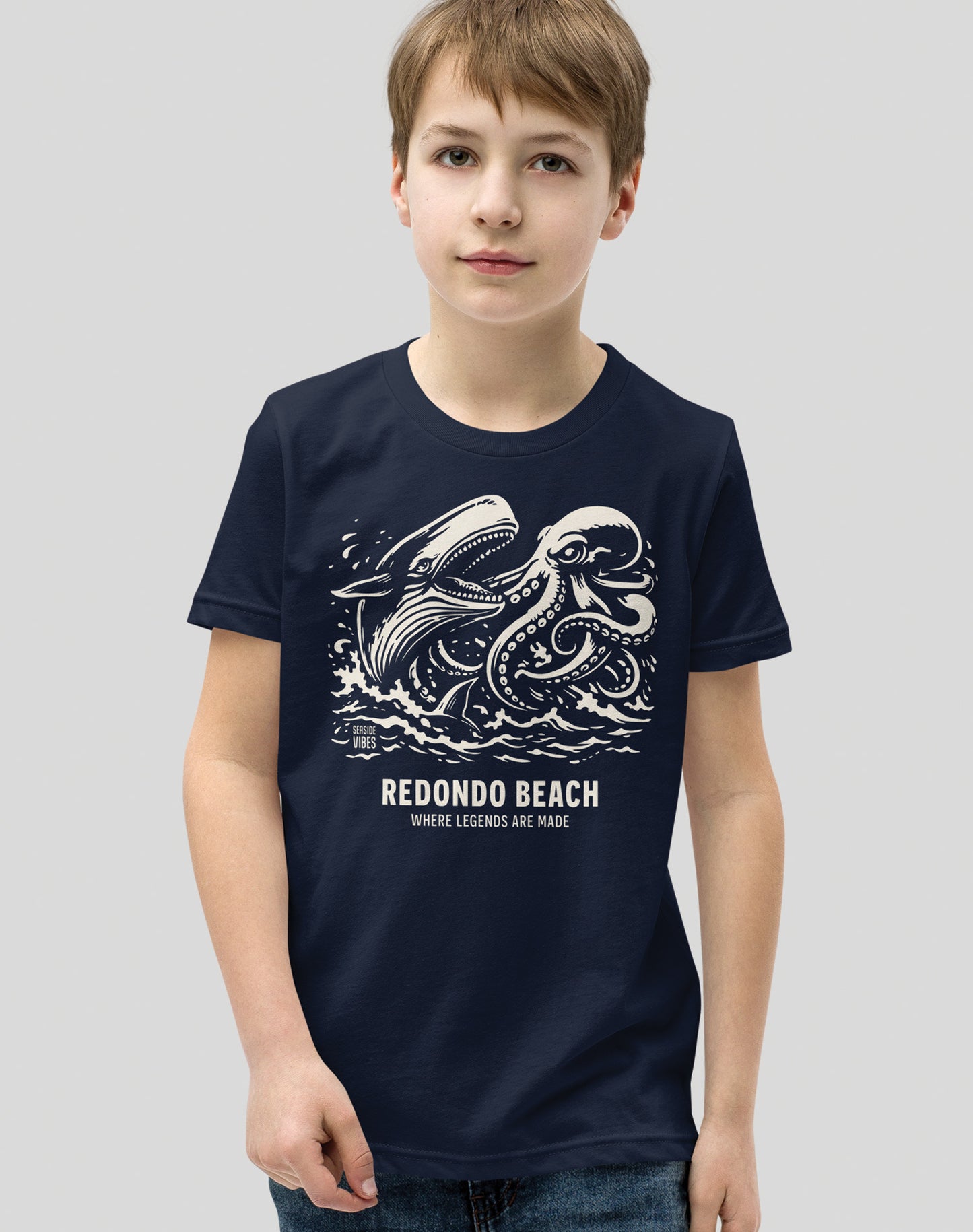 Youth: Redondo Beach Octopus vs Whale Legends Tee | Navy