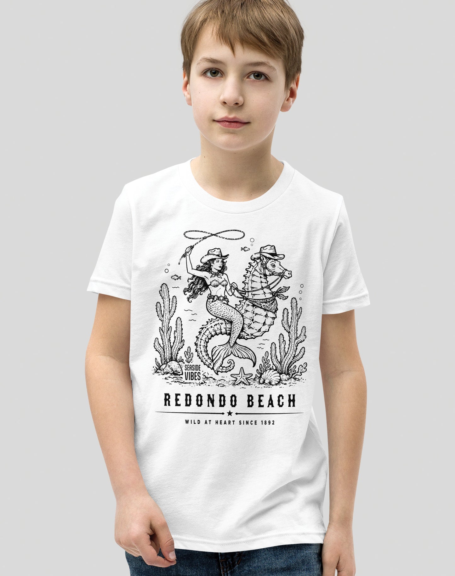 Youth: Redondo Beach Wild at Heart Since 1892 Tee | White