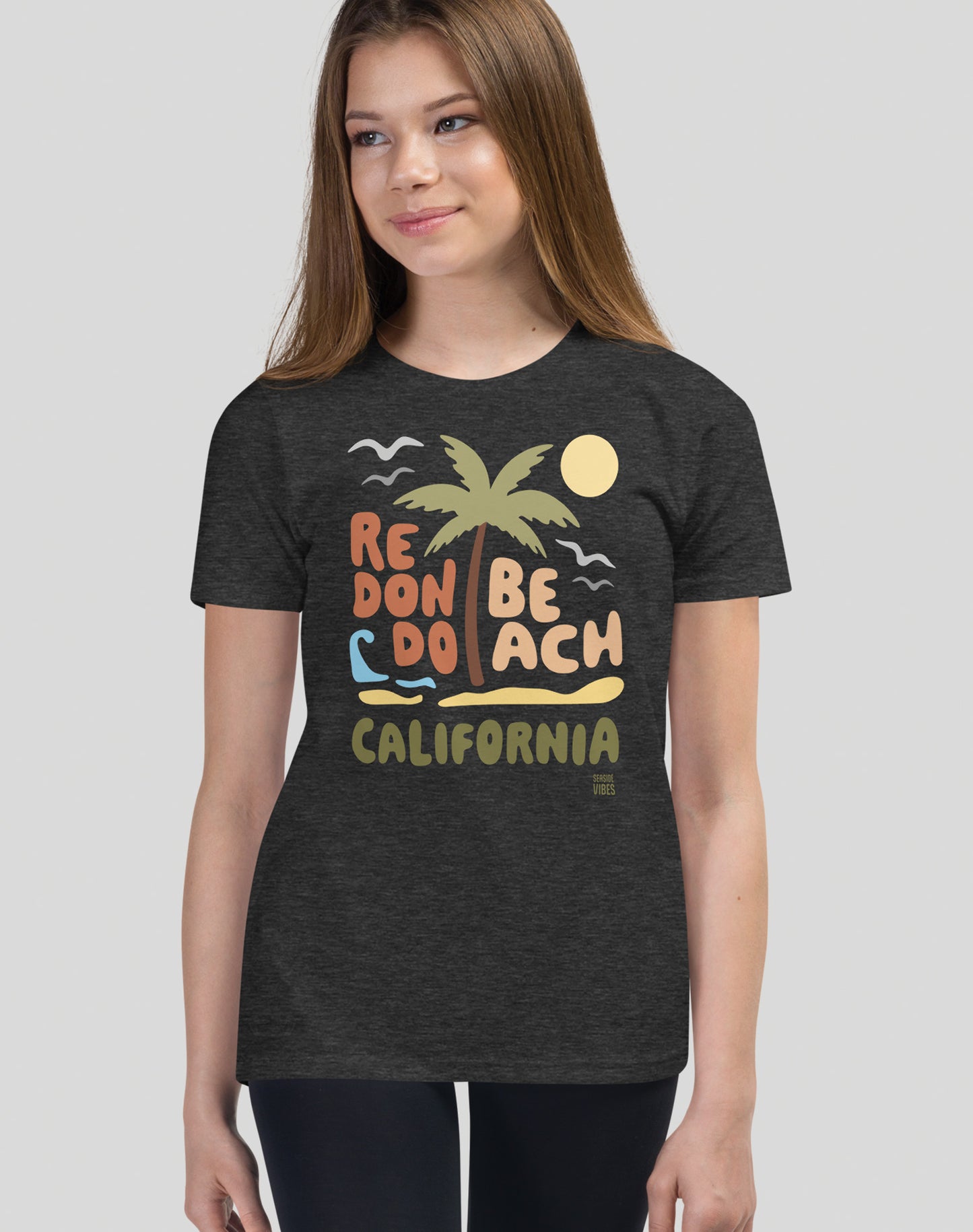 Youth: Redondo Beach Palm Tree Tee | Dark Grey Heather