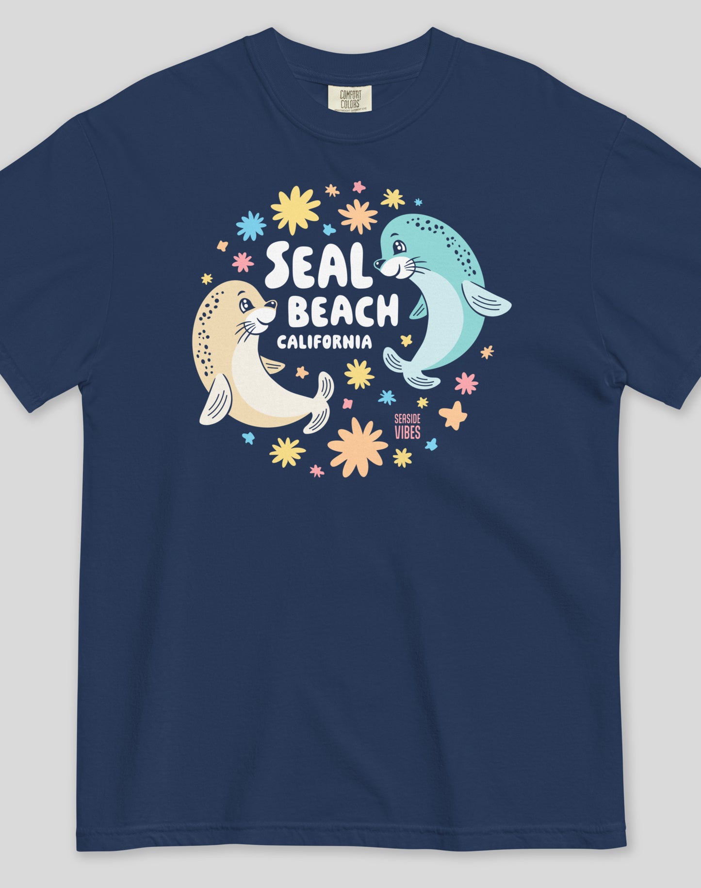 Unisex: Seal Beach Bliss Tee - 100% Cotton | True Navy