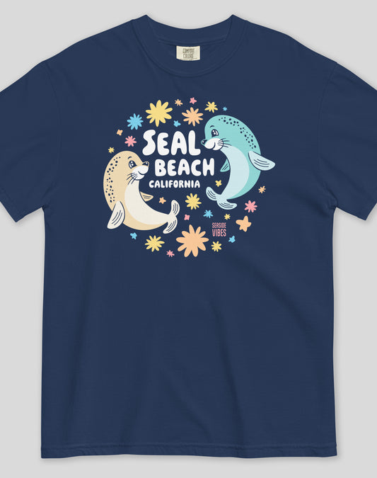 Unisex: Seal Beach Bliss Tee - 100% Cotton | True Navy