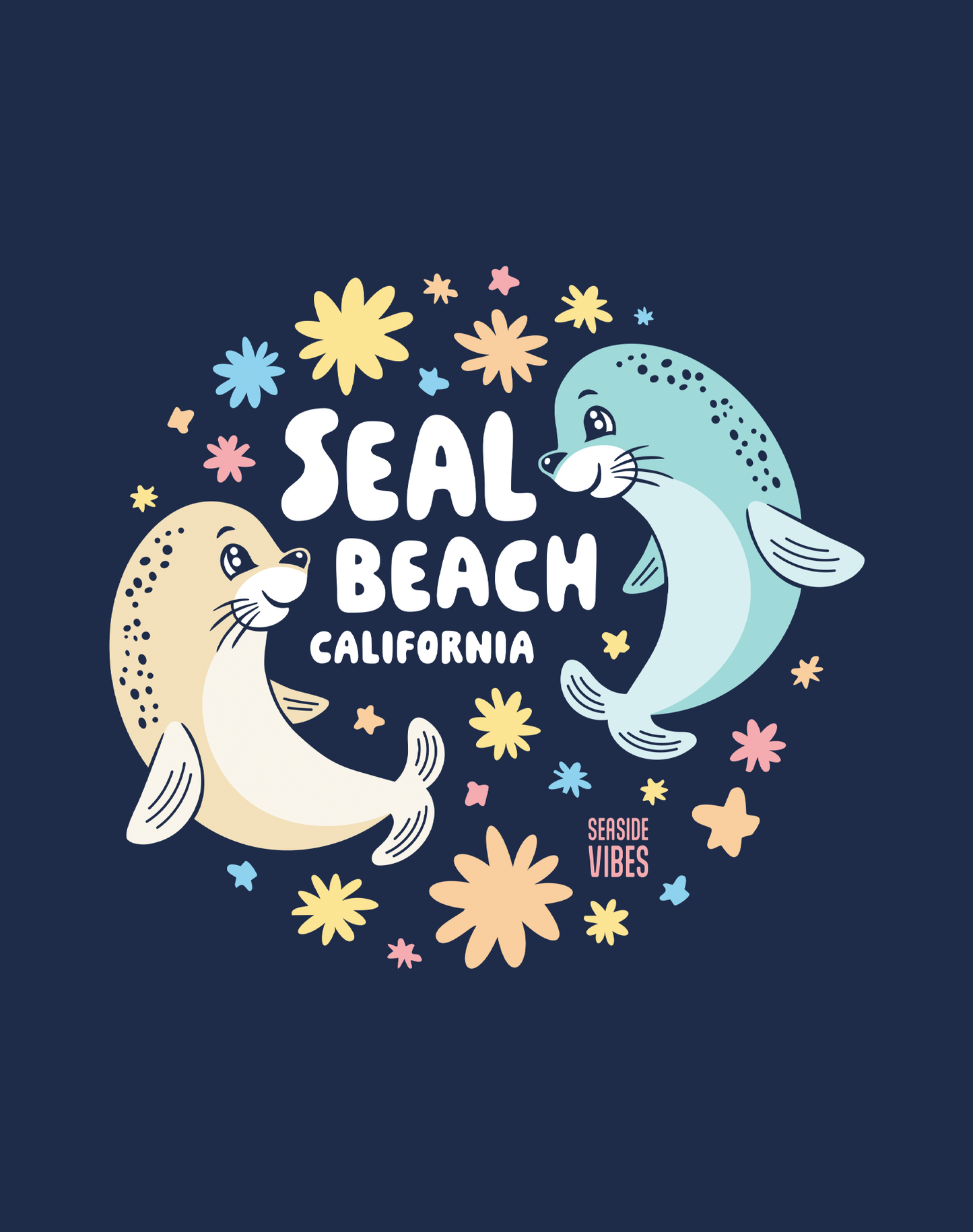 Unisex: Seal Beach Bliss Tee - 100% Cotton | True Navy