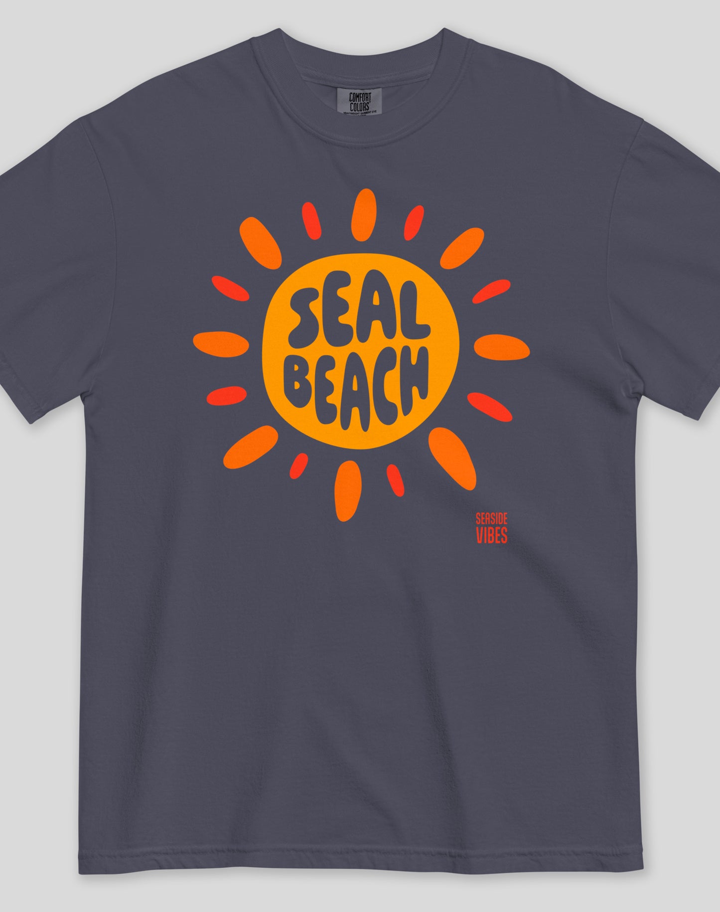 Unisex: Seal Beach Sunburst Tee - 100% Cotton | Navy